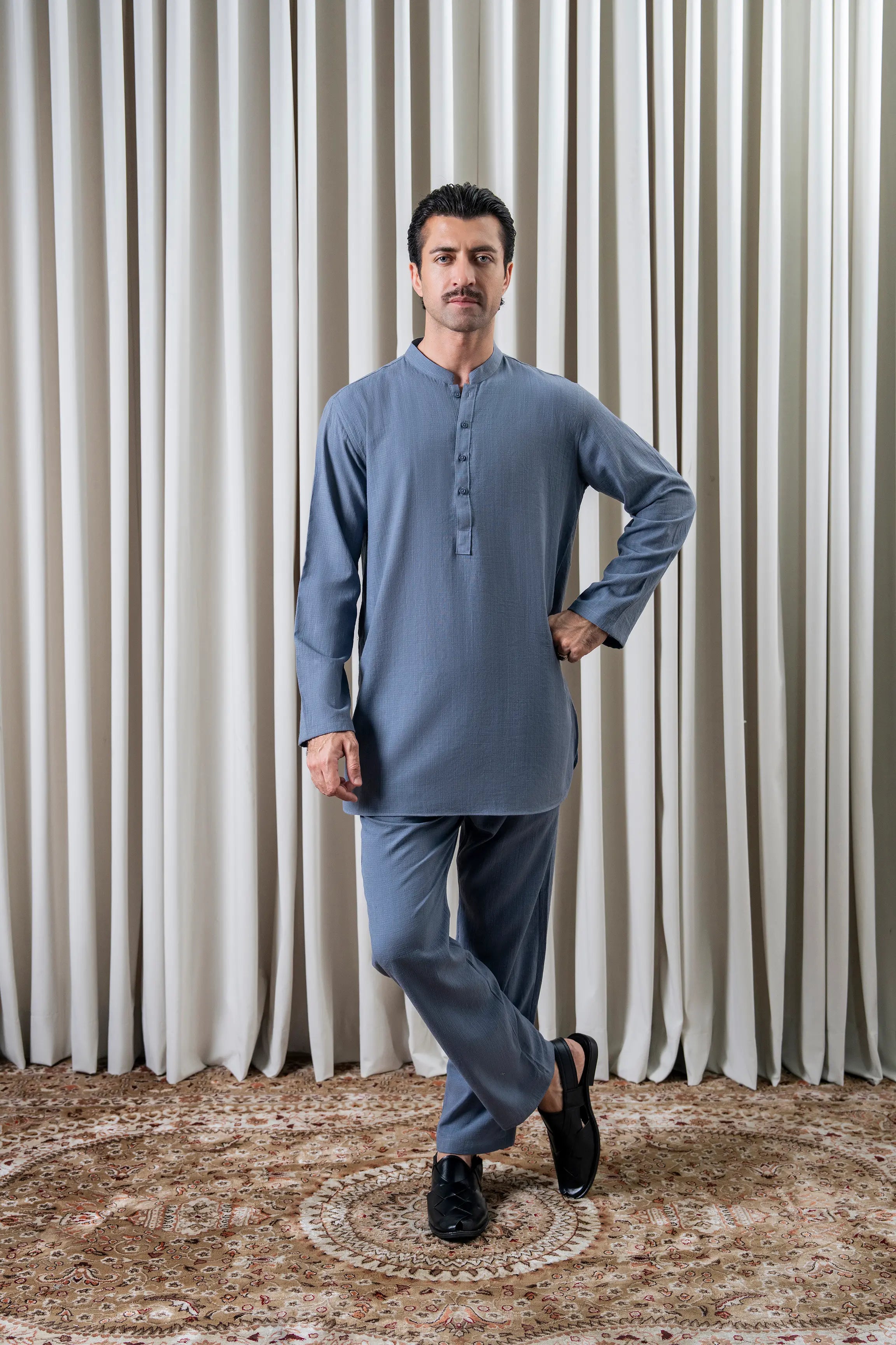KURTA PAJAMA DENIM BLUE