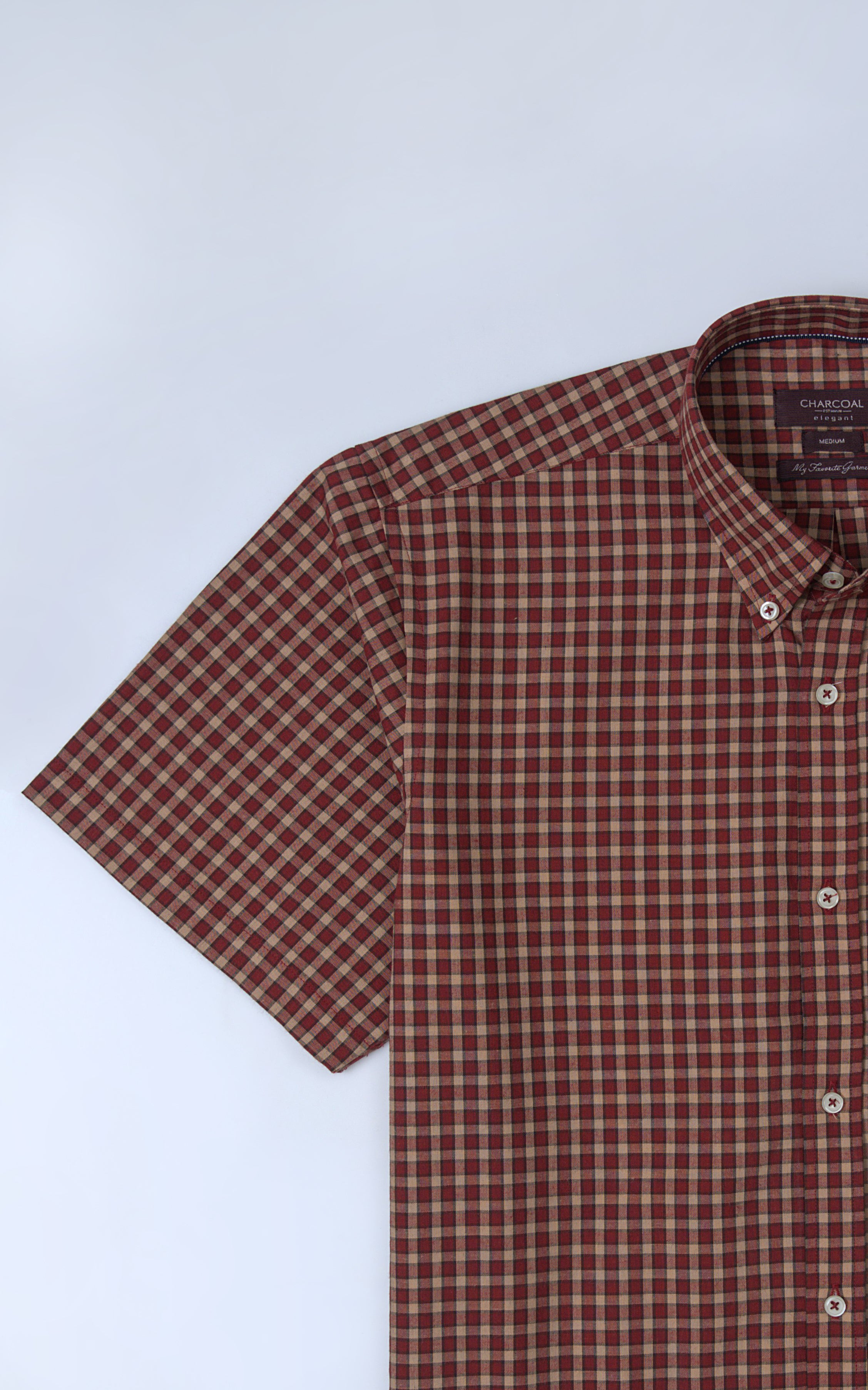 SEMI FORMAL SHIRT HALF SLEEVE MAROON CHECK