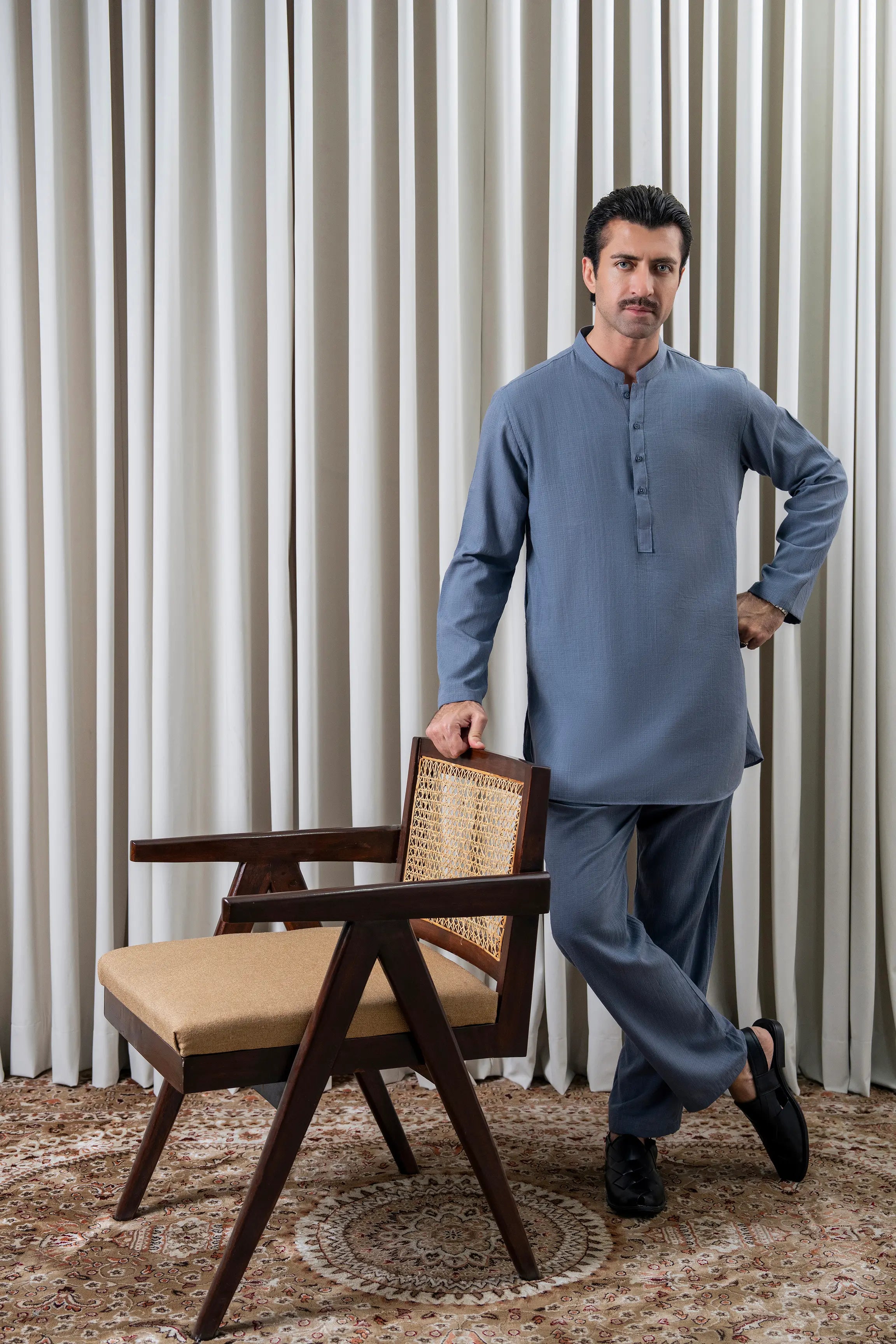 KURTA PAJAMA DENIM BLUE
