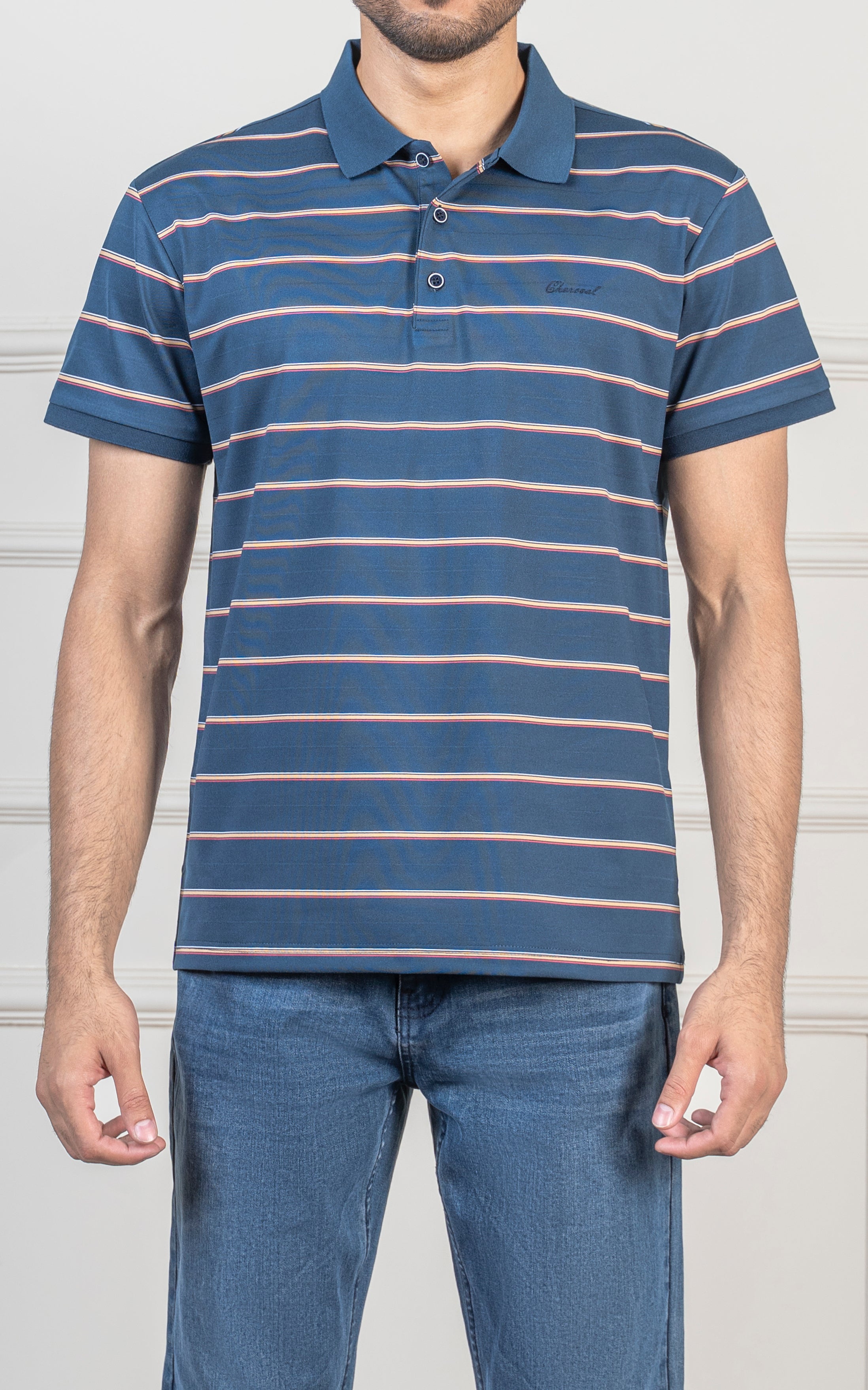 EXECUTIVE STRIPPED POLO SHIRT MAROON