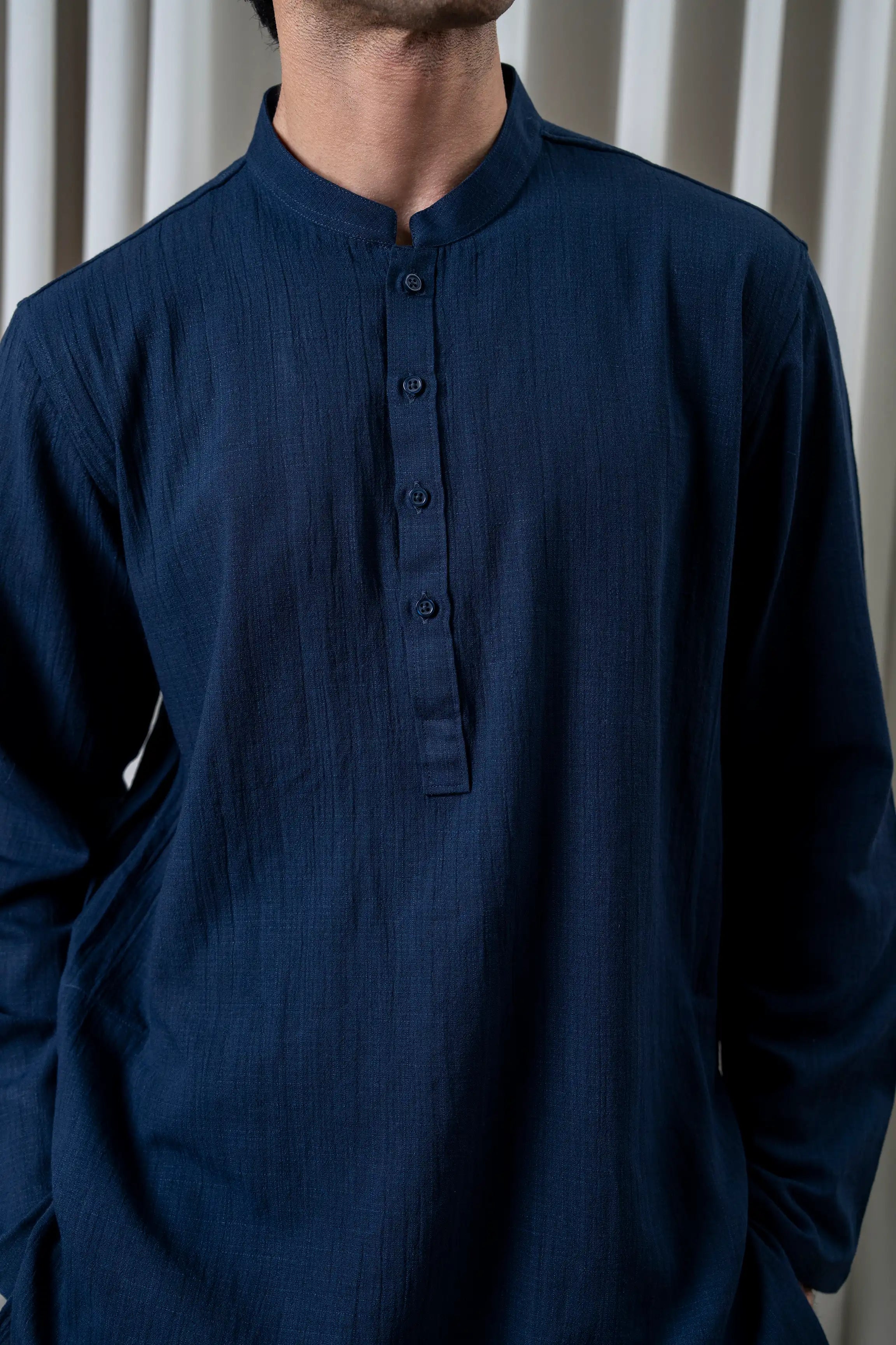 SELF TEXTURED KURTA PAJAMA - PREMIUM COLLECTION NAVY