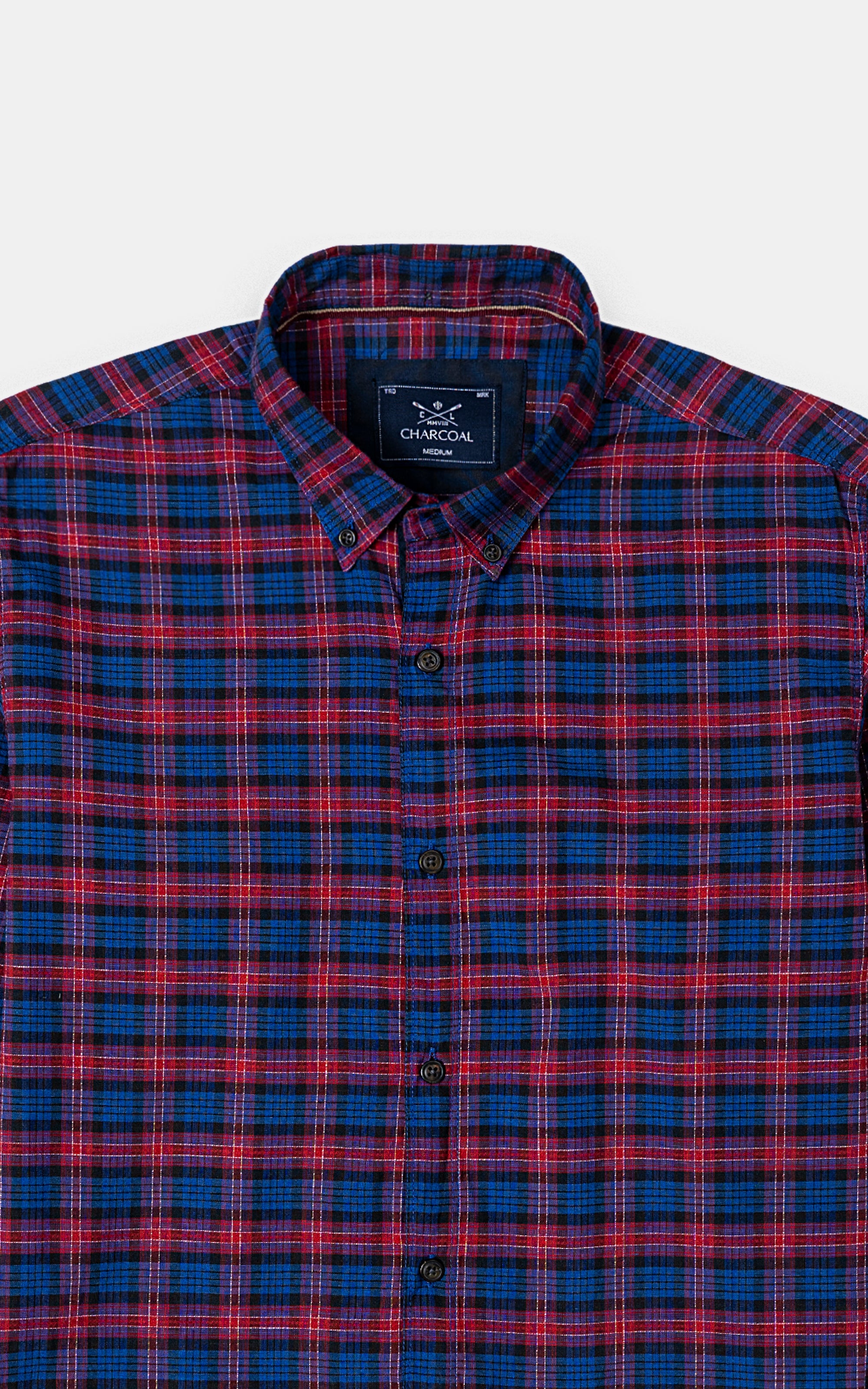 CASUAL SHIRT NAVY MAROON CHECK