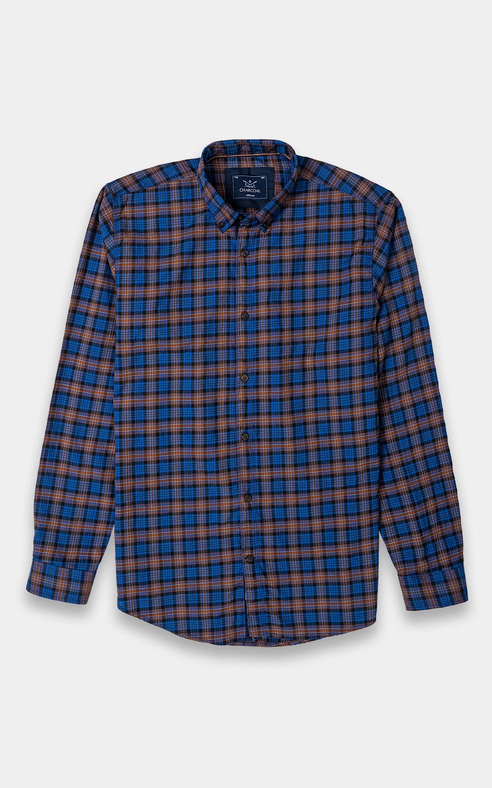 CASUAL SHIRT NAVY RUST CHECK