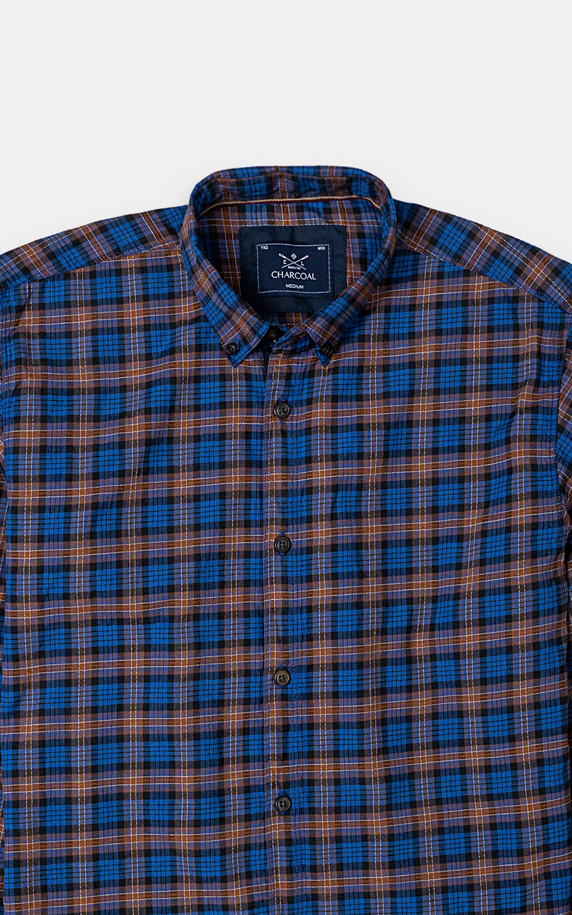 CASUAL SHIRT NAVY RUST CHECK