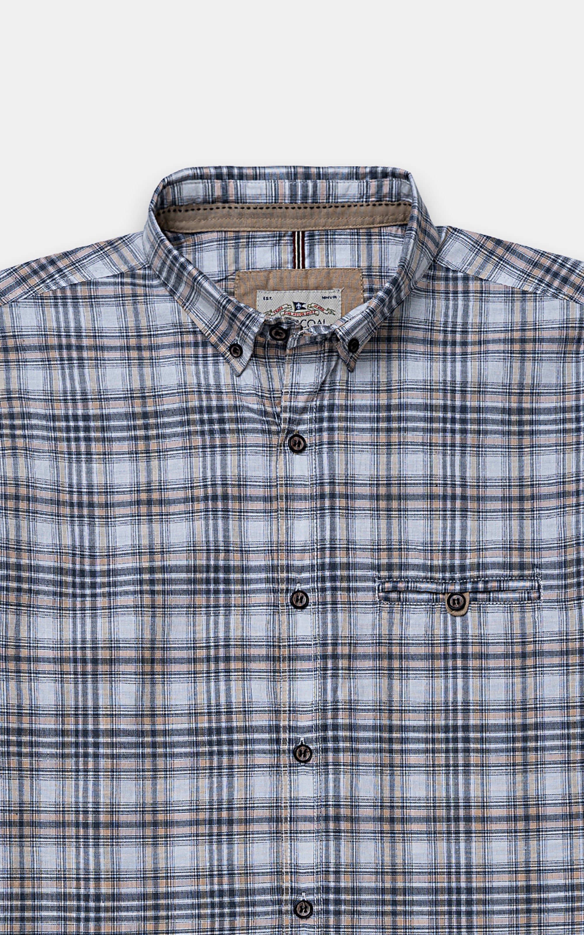 CASUAL SHIRT BEIGE GREY CHECK