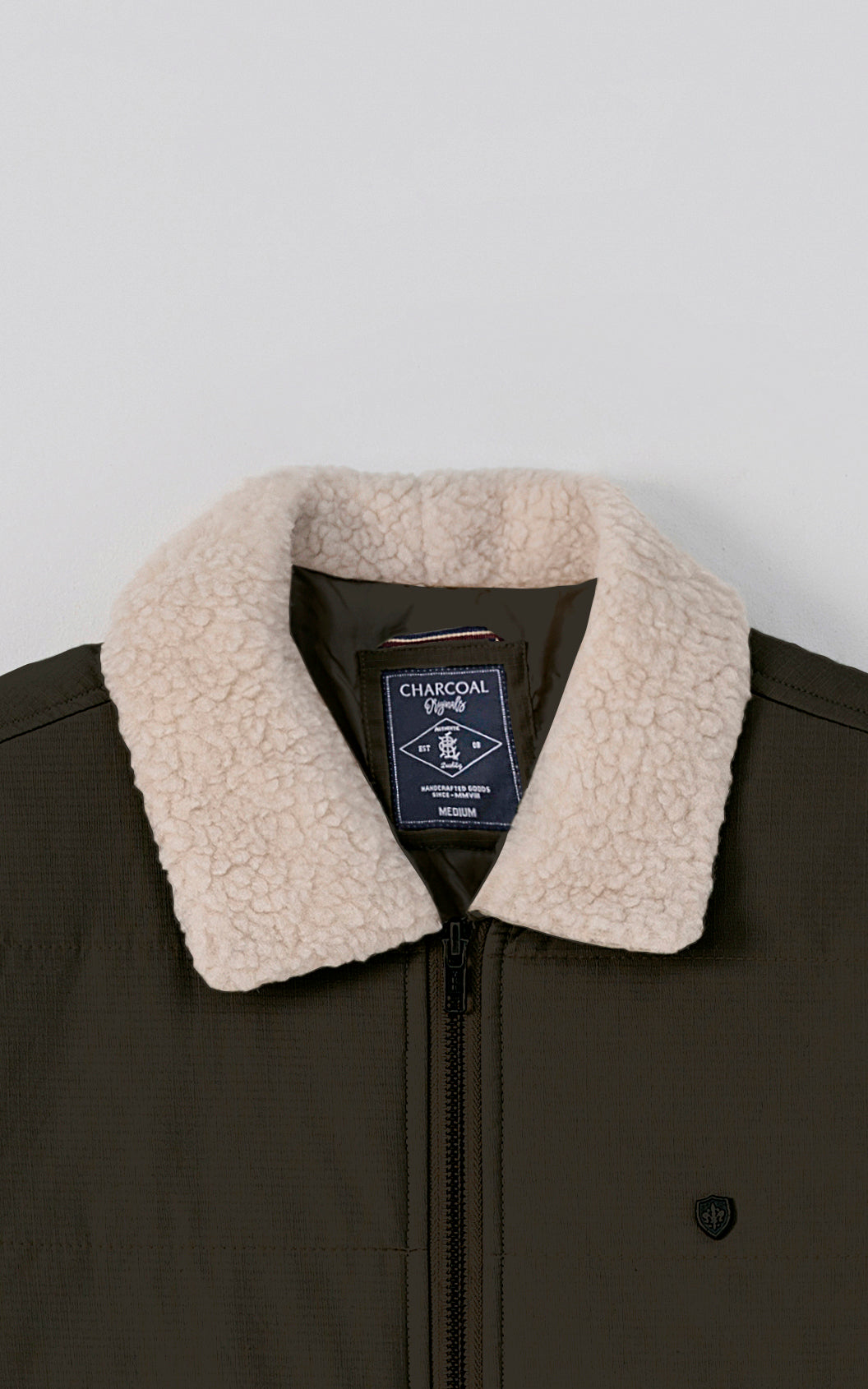 QUILTED FUR COLLAR JACKET DARK OLIVE