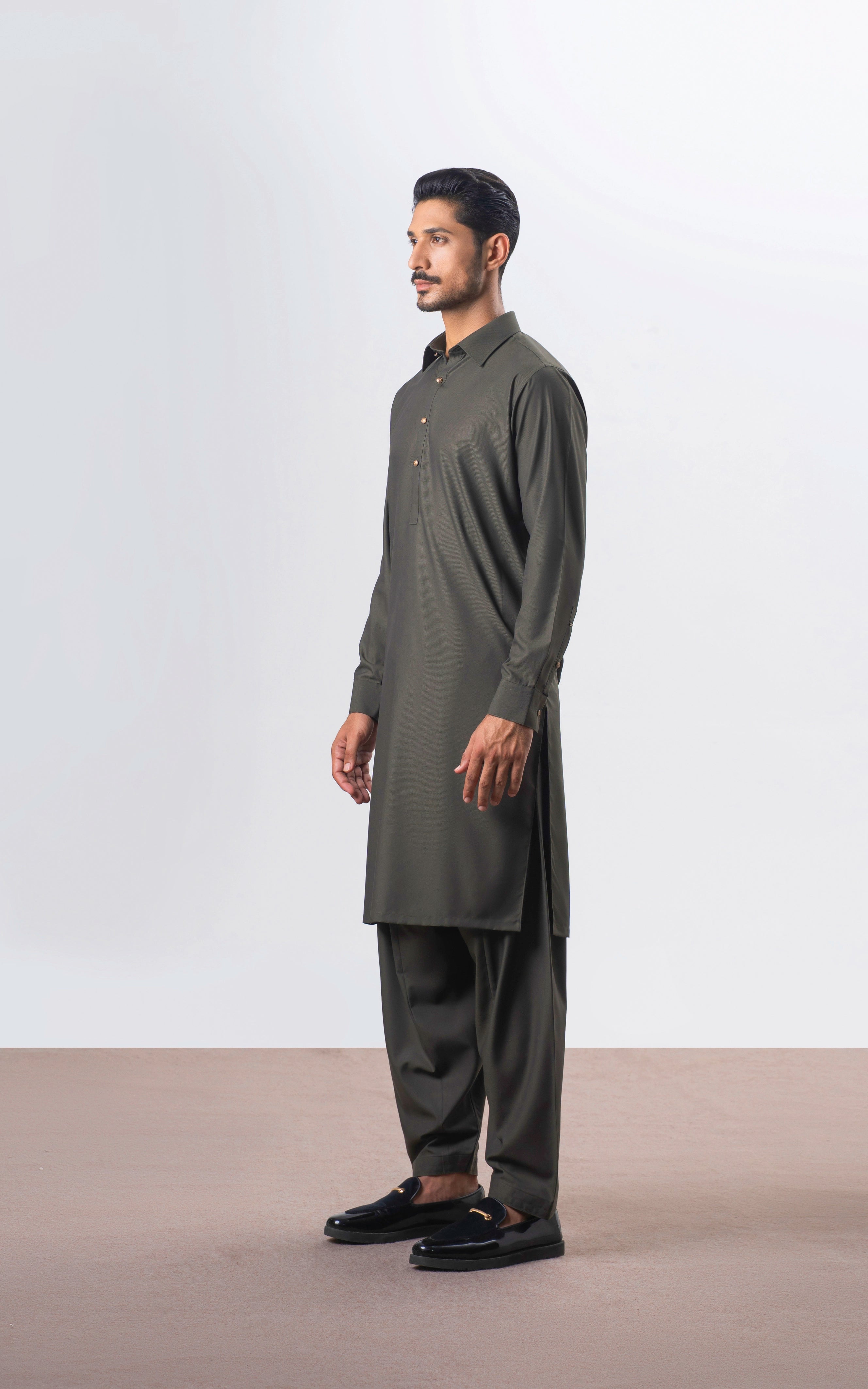 TWILL BLENDED KAMEEZ SHALWAR | SIGNATURE COLLECTION OLIVE
