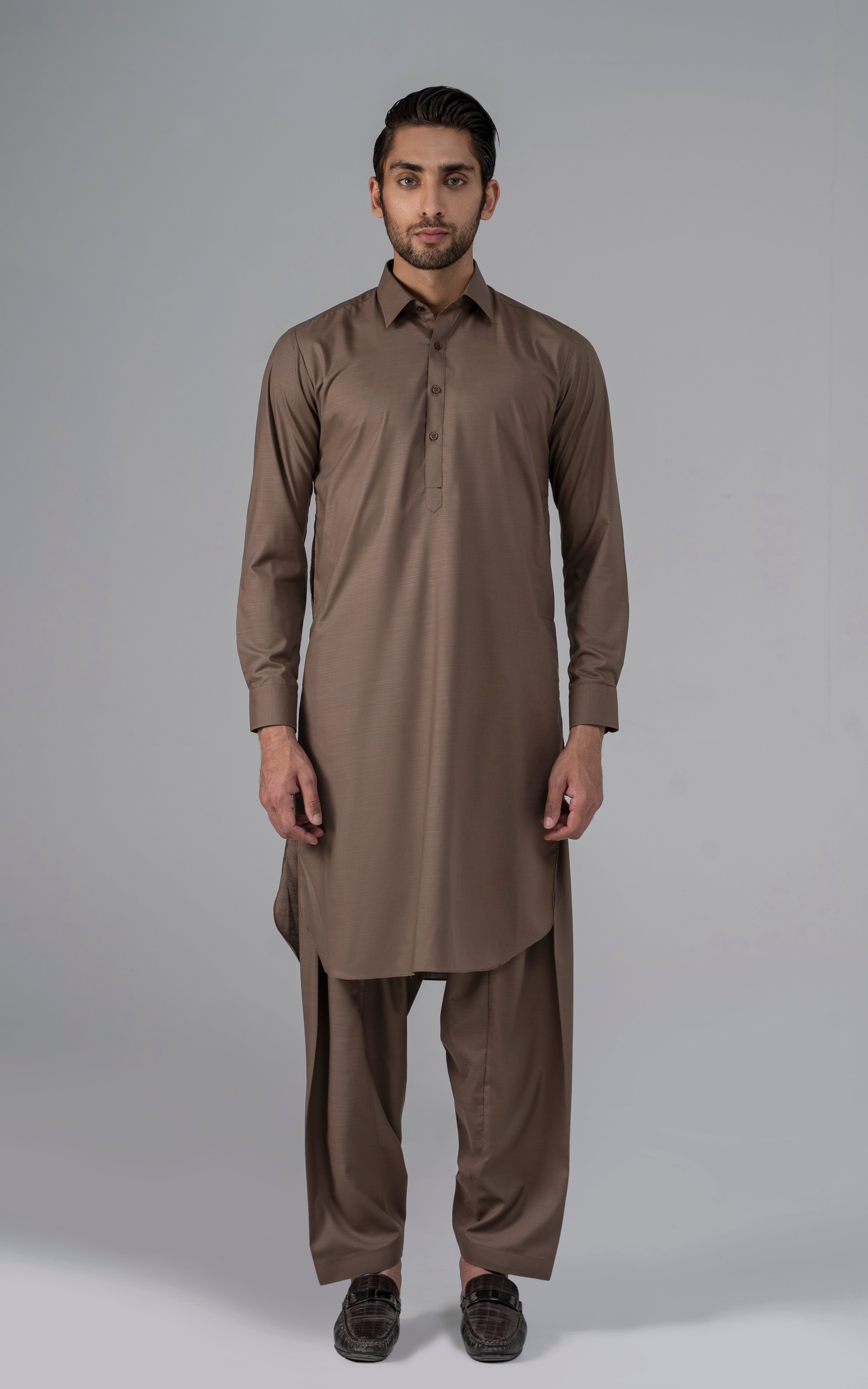 BLENDED SLUB WASH & WEAR - CLASSIC COLLECTION MID BROWN