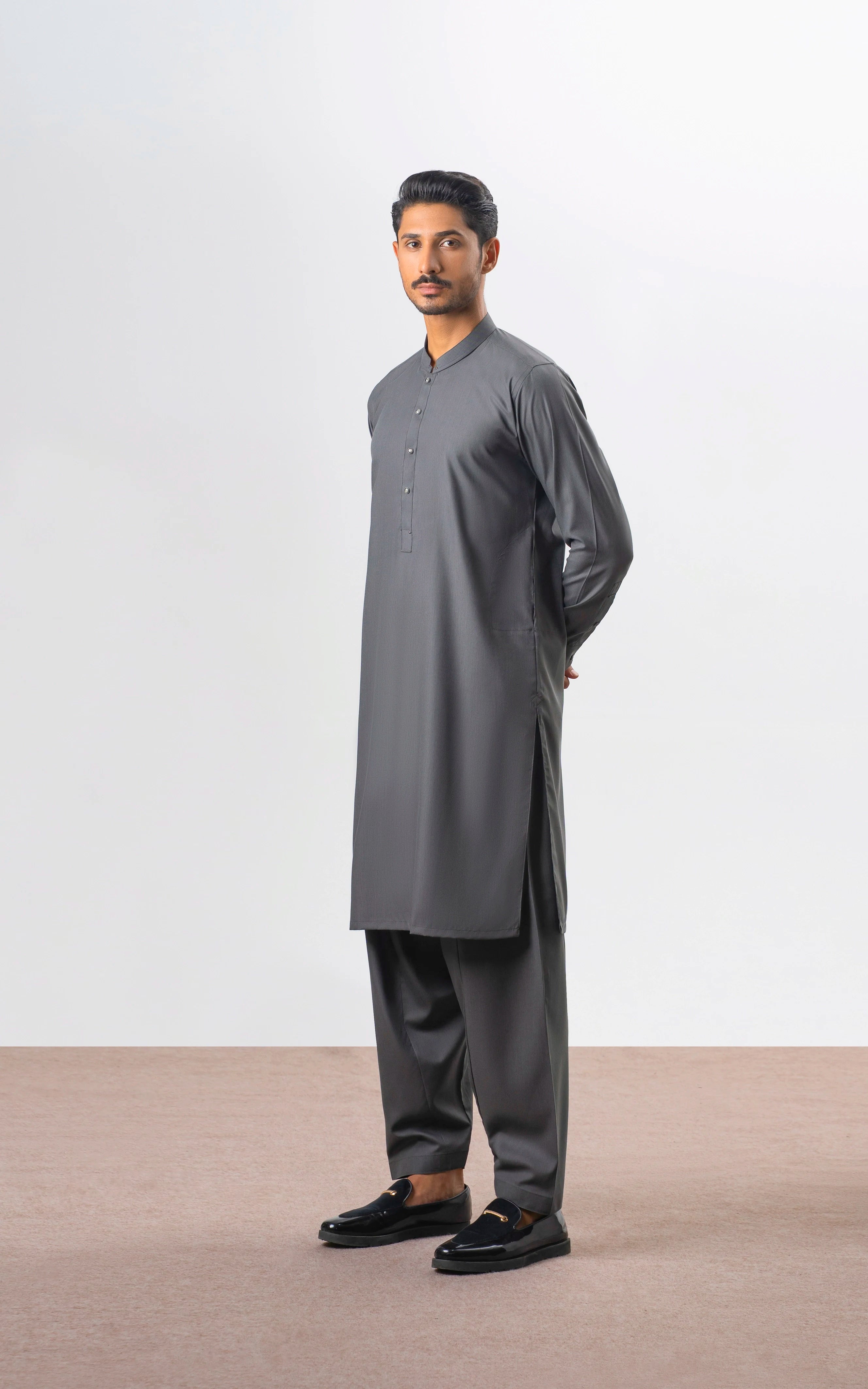 YARN DYED KAMEEZ SHALWAR | PREMIUM COLLECTION MID GREY