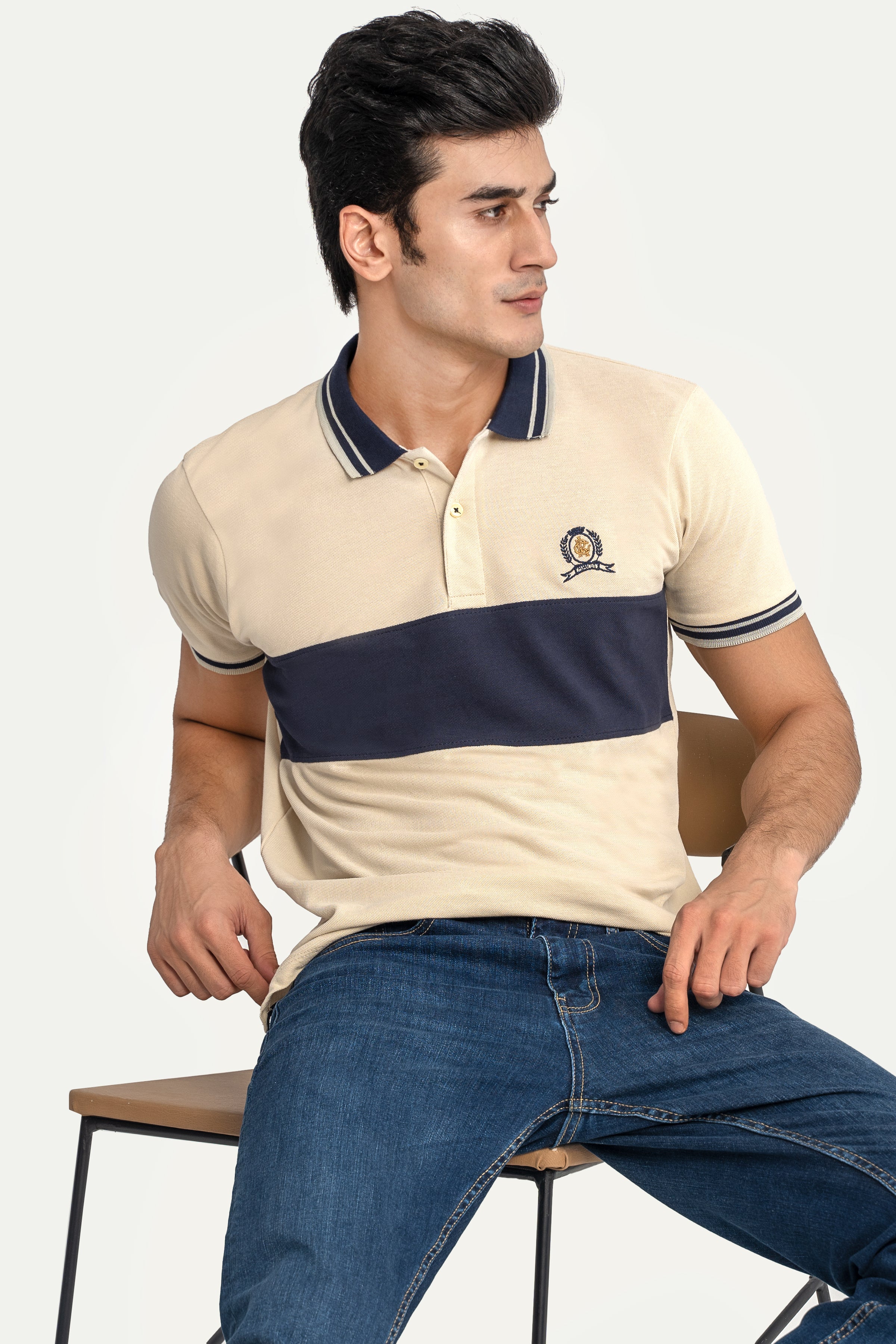 CLASSIC POLO BEIGE NAVY - Charcoal Clothing