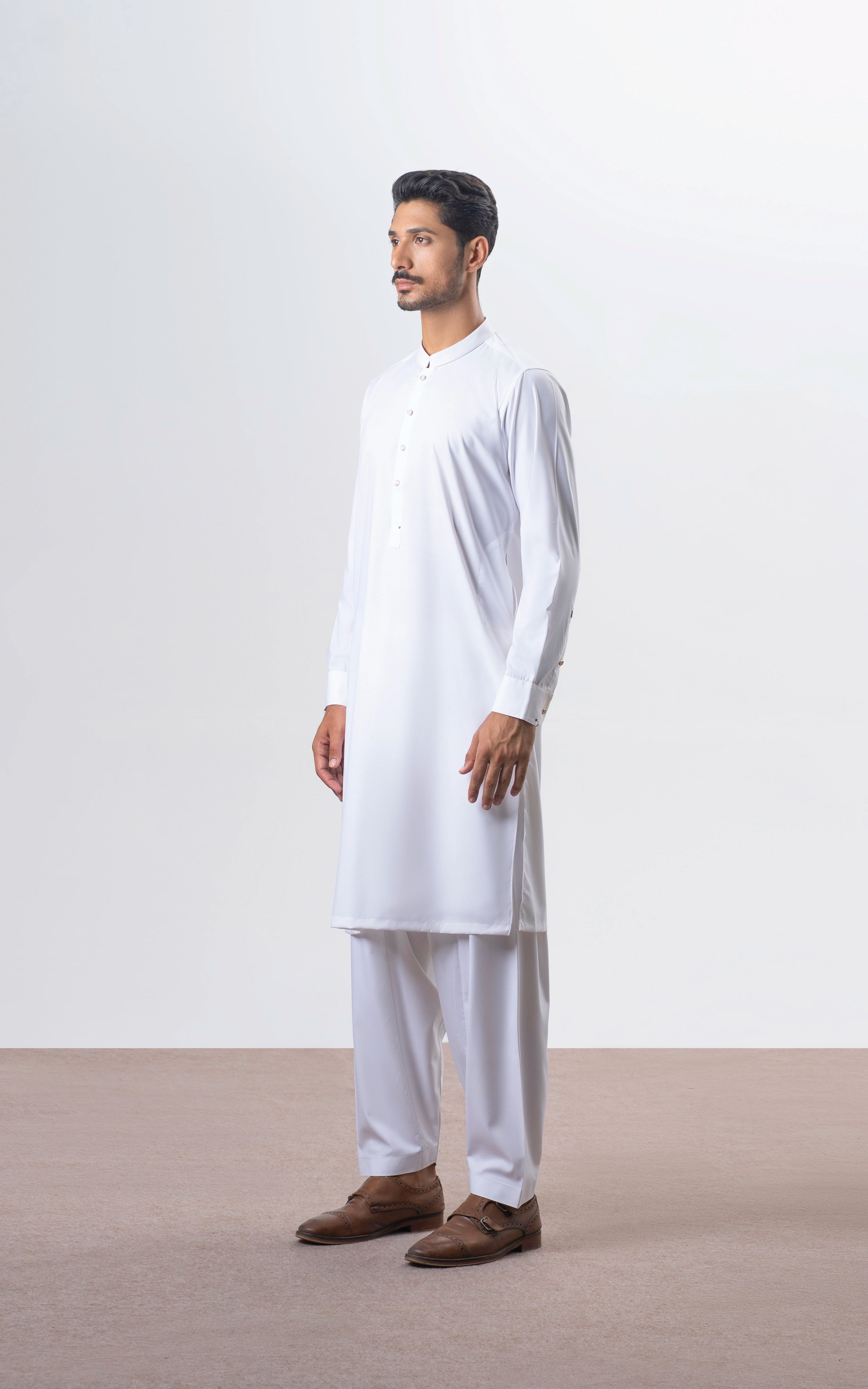 TEXTURED BLENDED KAMEEZ SHALWAR | SIGNATURE COLLECTION OFF WHITE