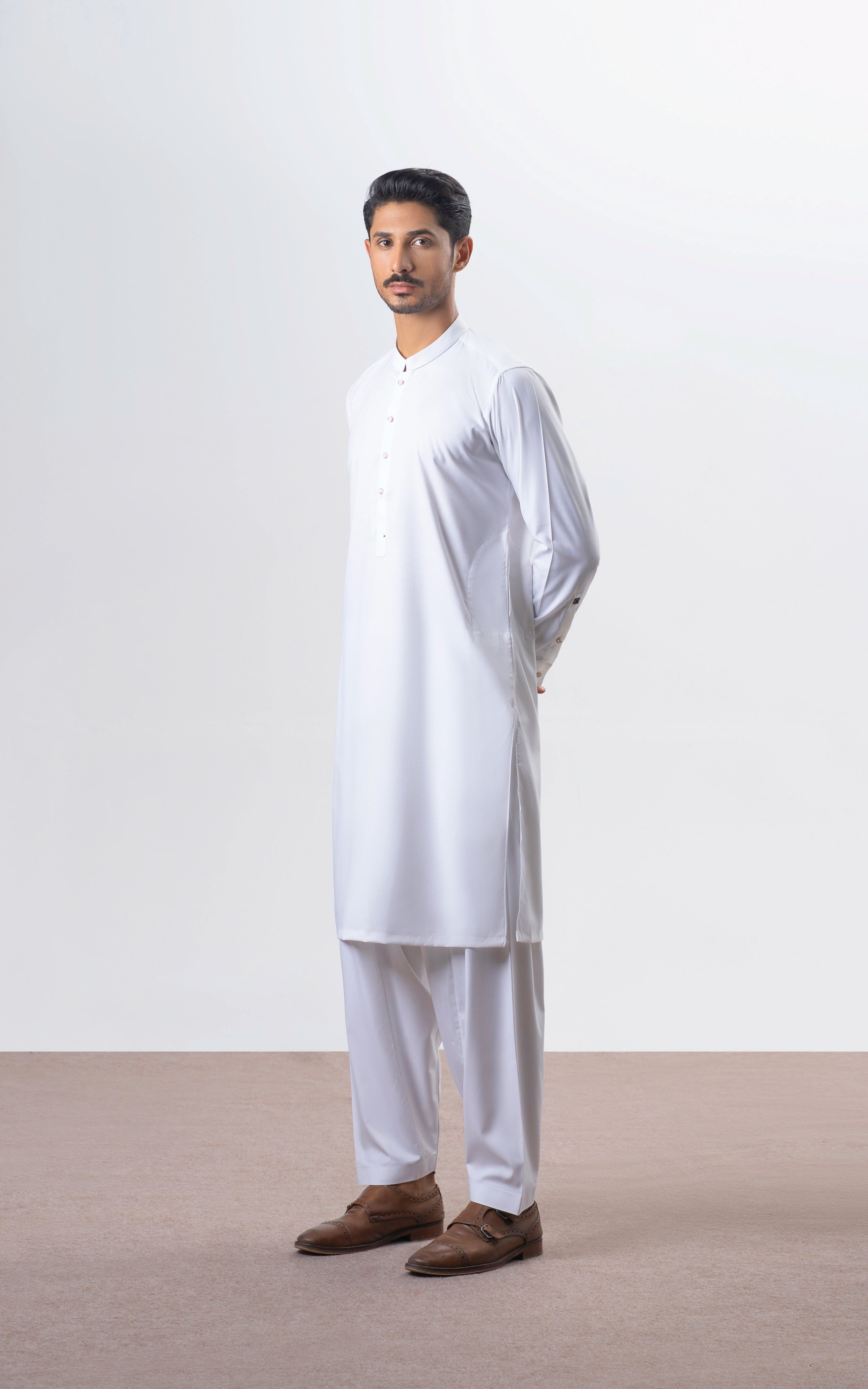 TEXTURED BLENDED KAMEEZ SHALWAR | SIGNATURE COLLECTION OFF WHITE