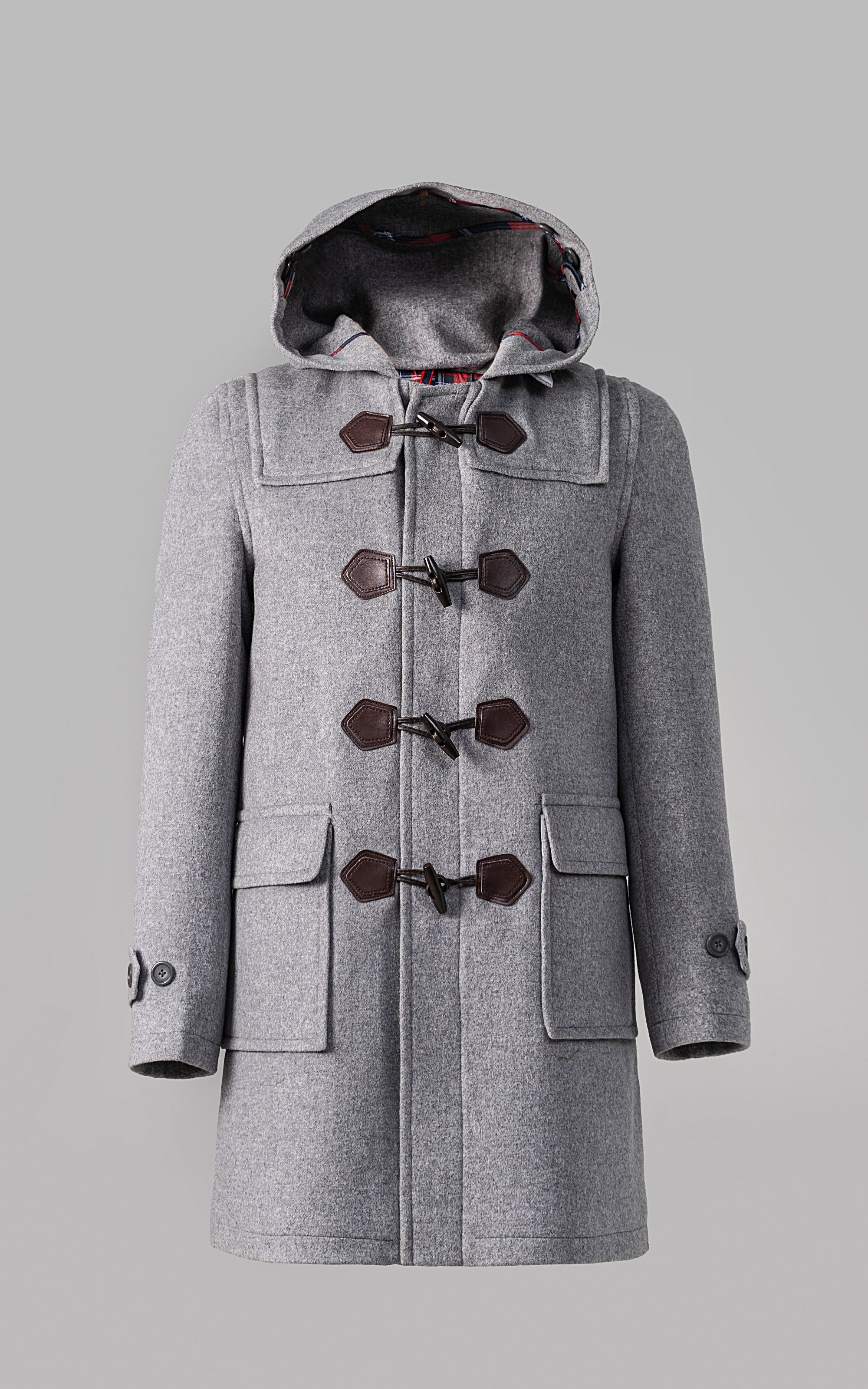 MEN'S HOODED DUFFLE COAT GREY