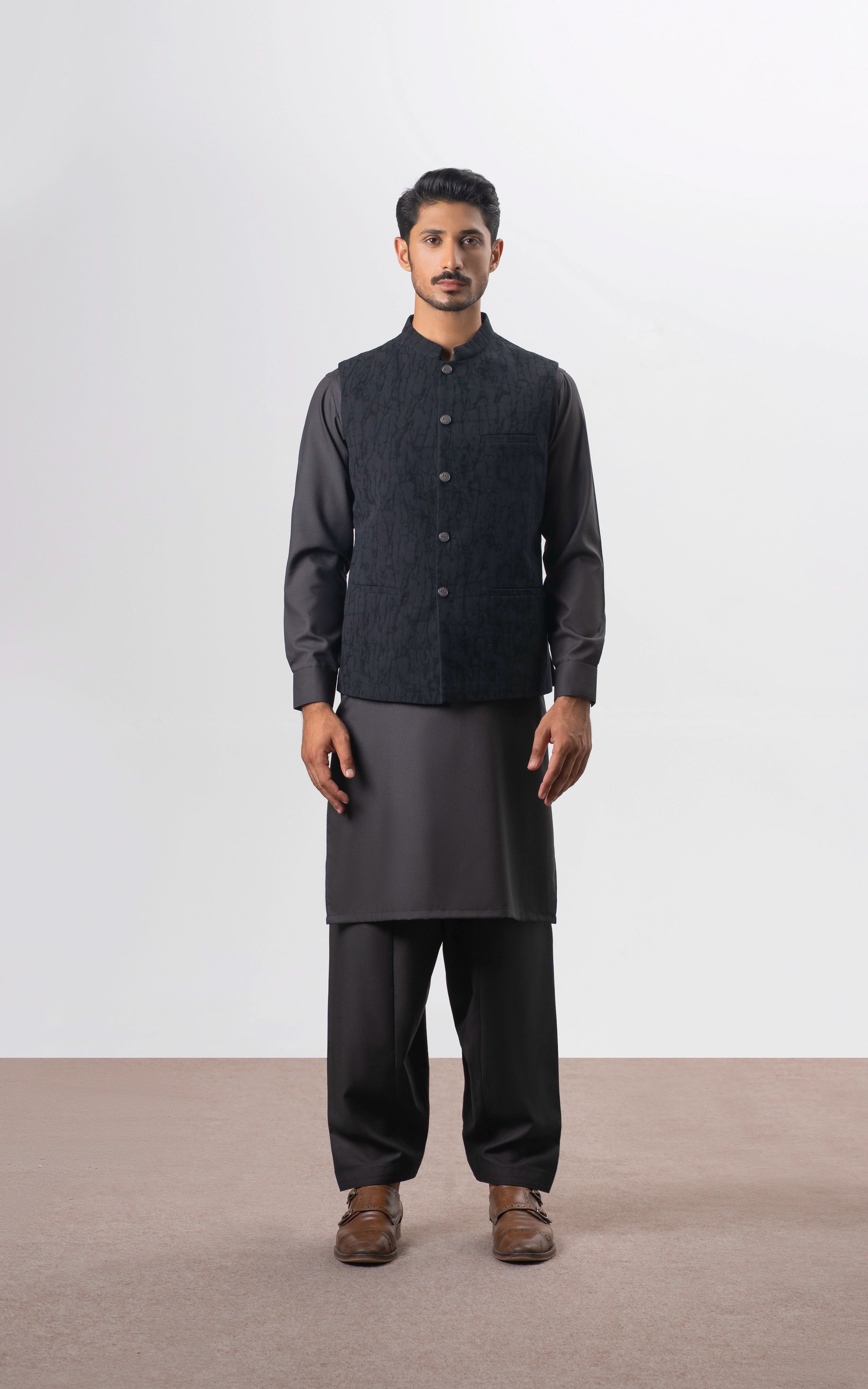 SELF TEXTURED WAISTCOAT | EXECUTIVE COLLECTION  BLACK