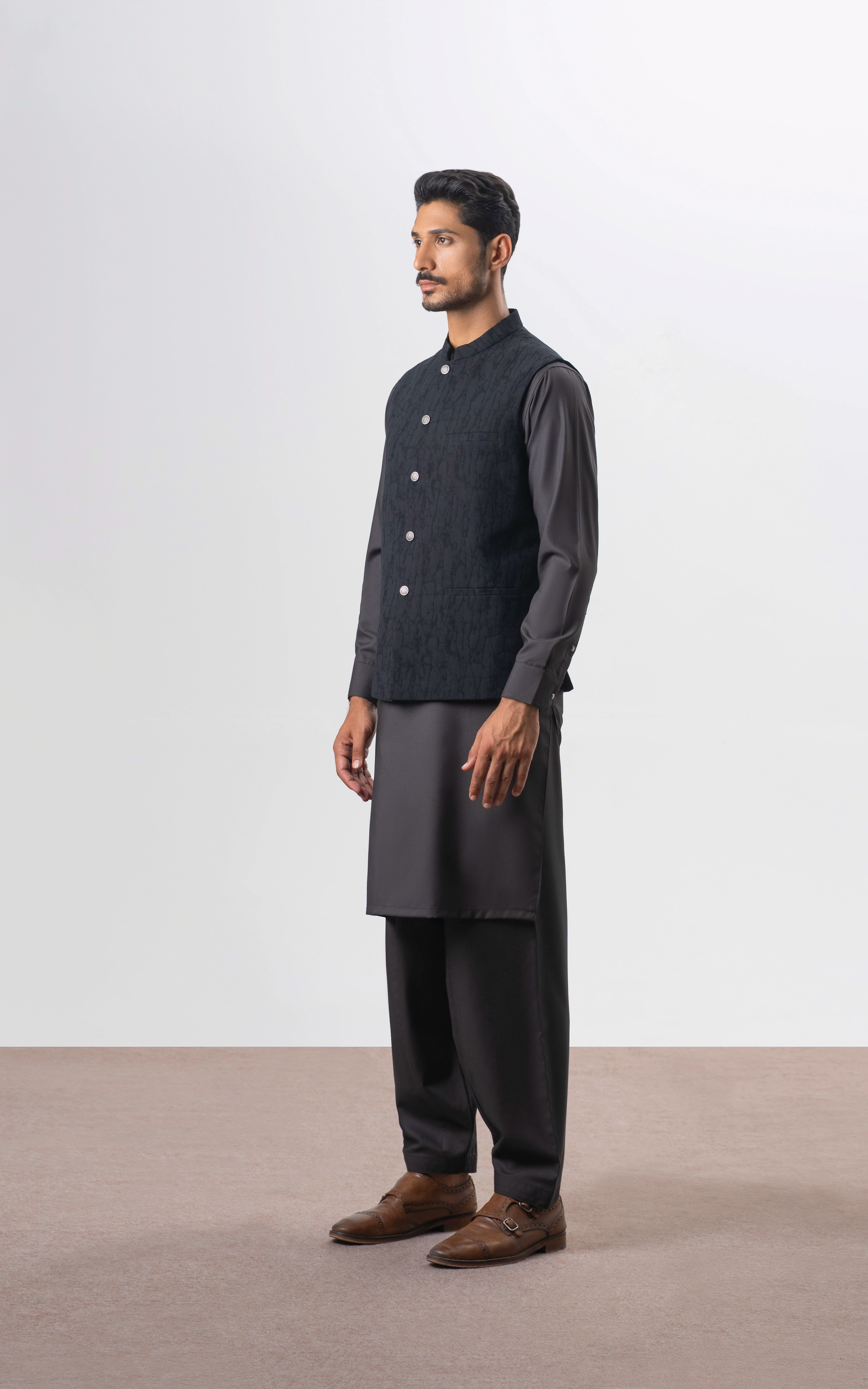SELF TEXTURED WAISTCOAT | EXECUTIVE COLLECTION  BLACK
