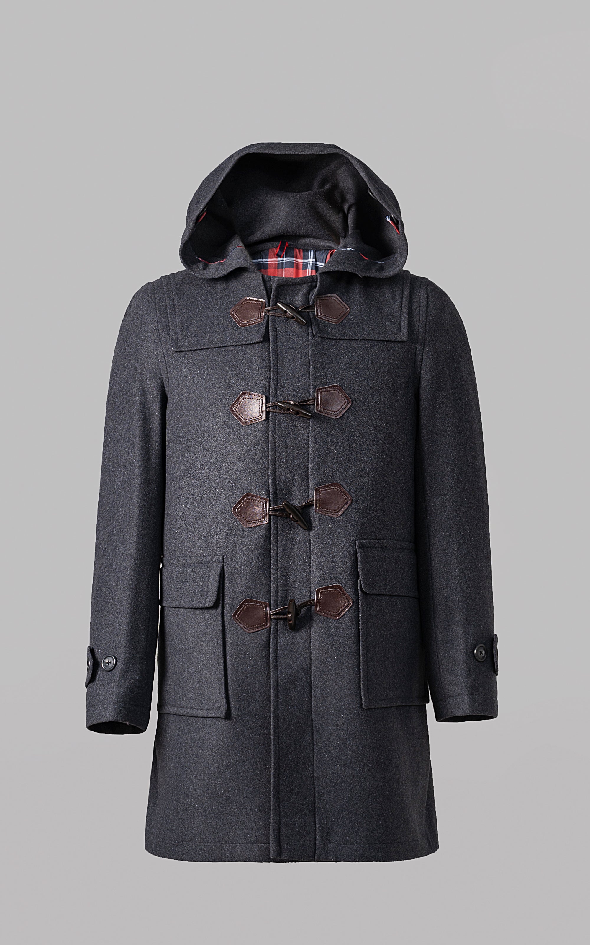 MEN'S HOODED DUFFLE COAT CHARCOAL