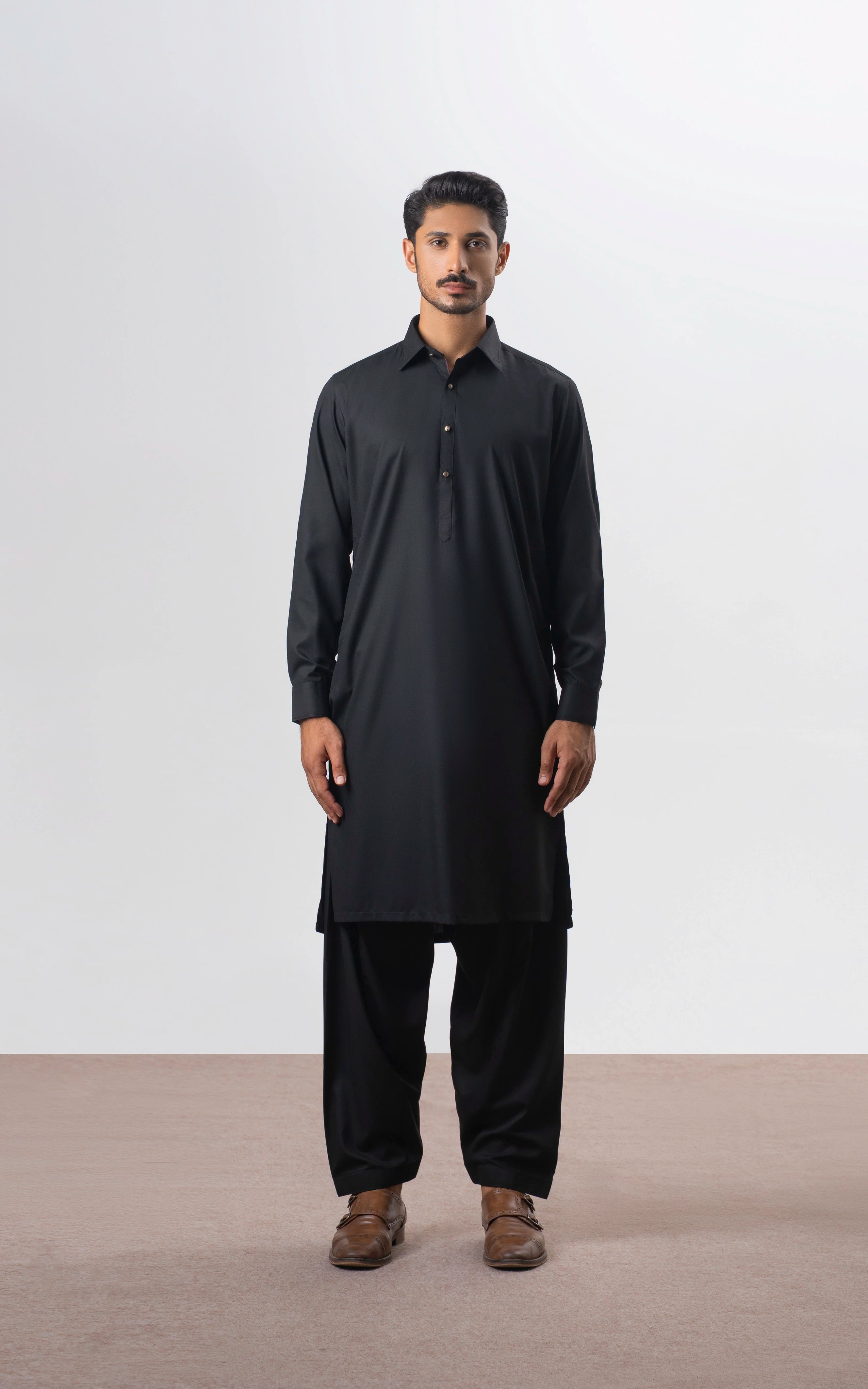 TEXTURED BLENDED KAMEEZ SHALWAR | SIGNATURE COLLECTION BLACK