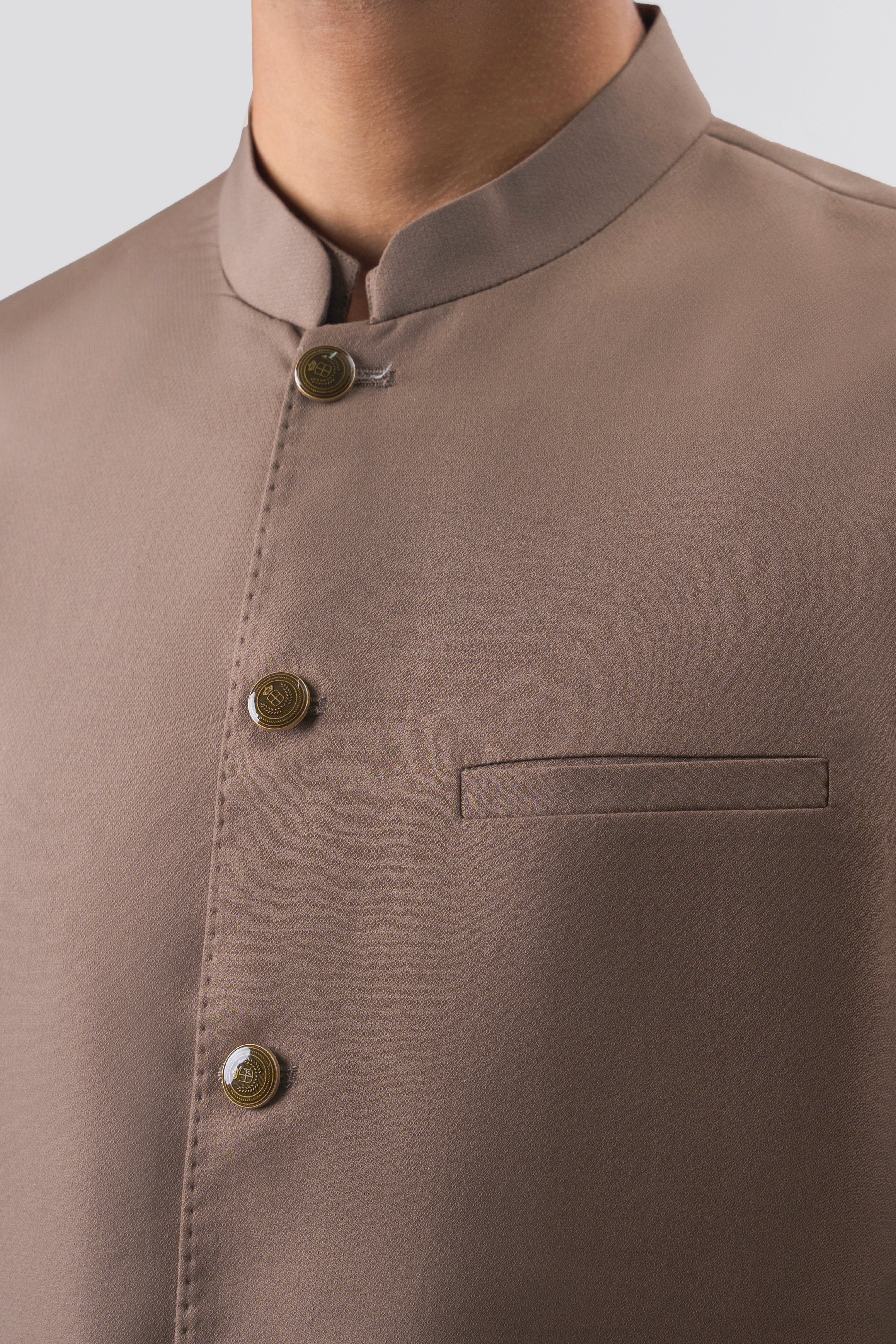 BLENDED TEXTURED WAISTCOAT | SIGNATURE COLLECTION KHAKI