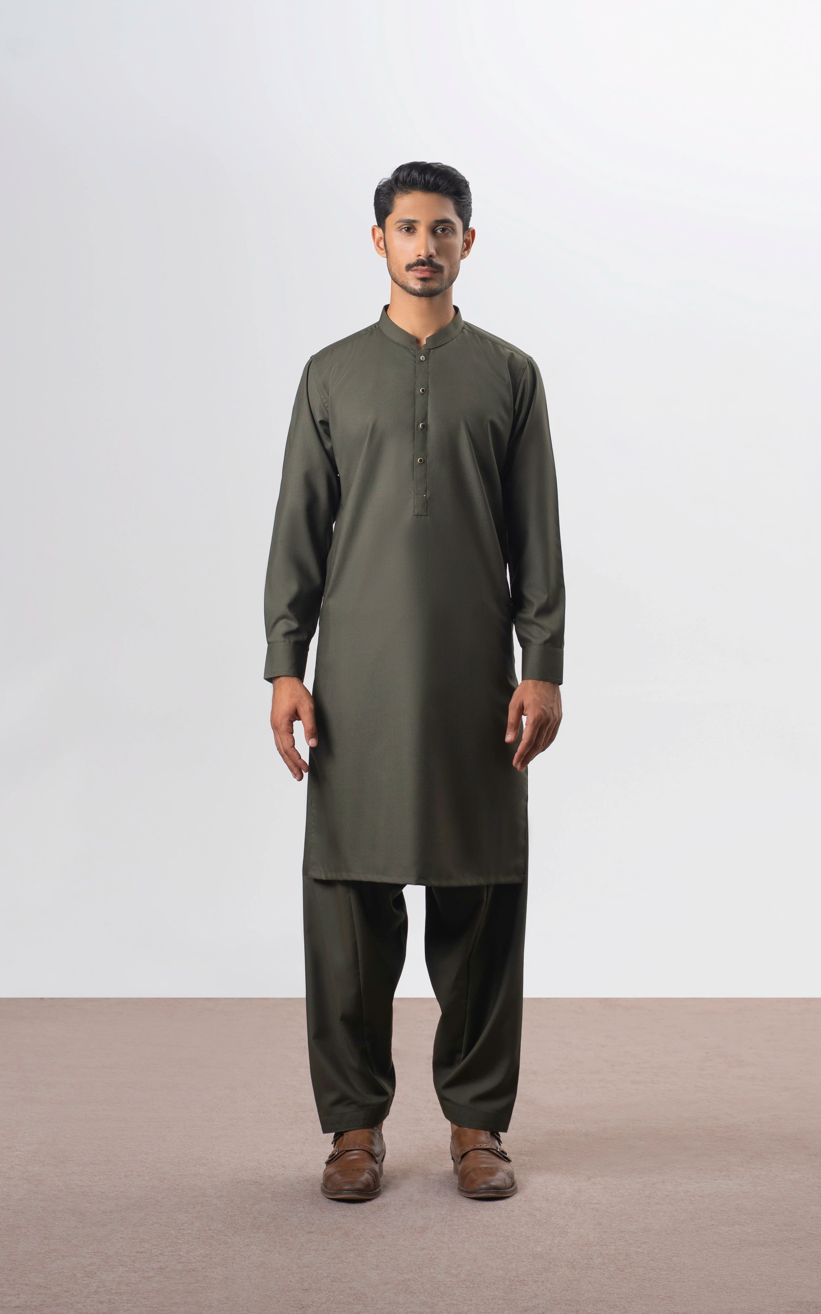 BLENDED KAMEEZ SHALWAR | EXECUTIVE COLLECTION OLIVE