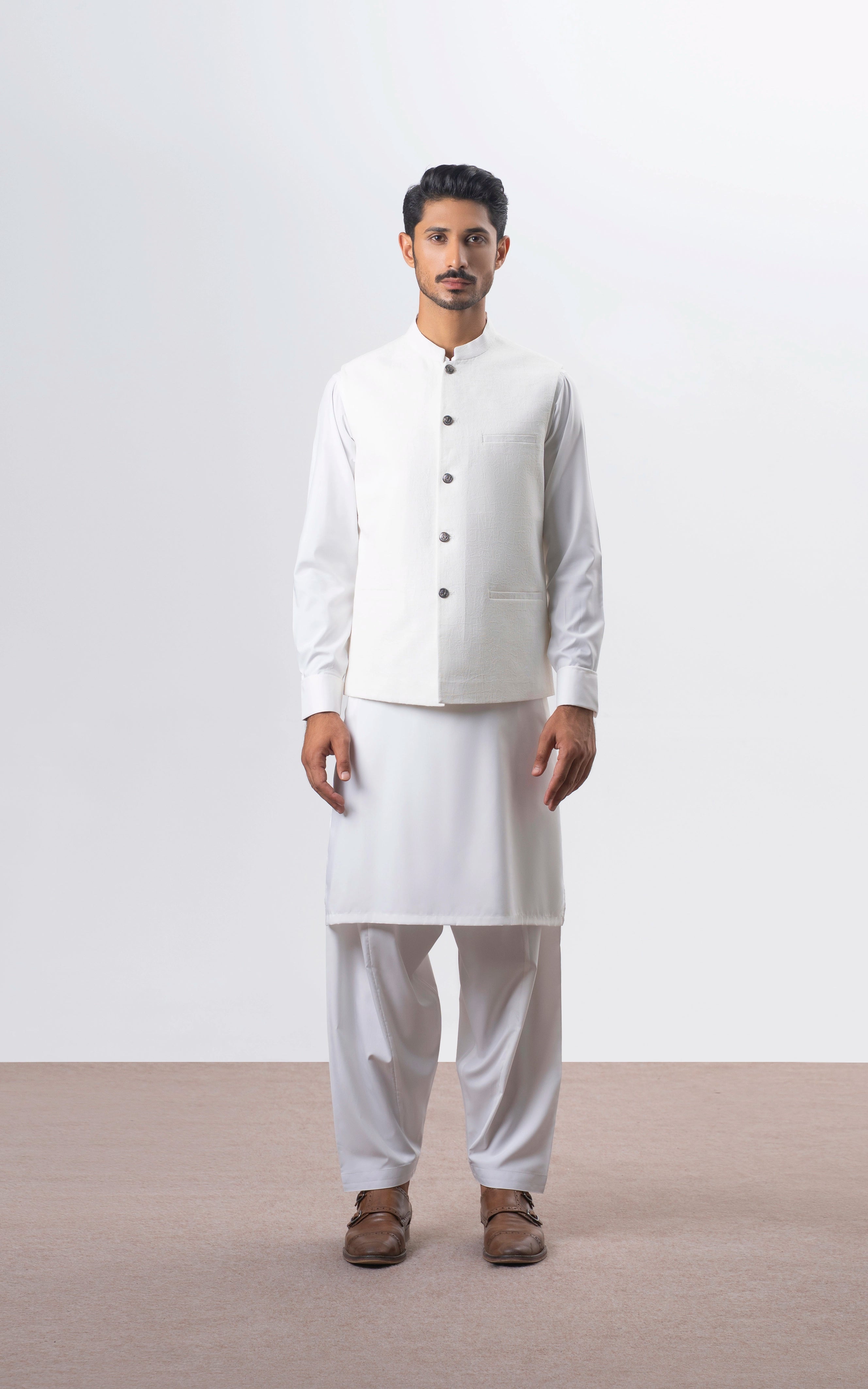 SELF TEXTURED WAISTCOAT | EXECUTIVE COLLECTION WHITE