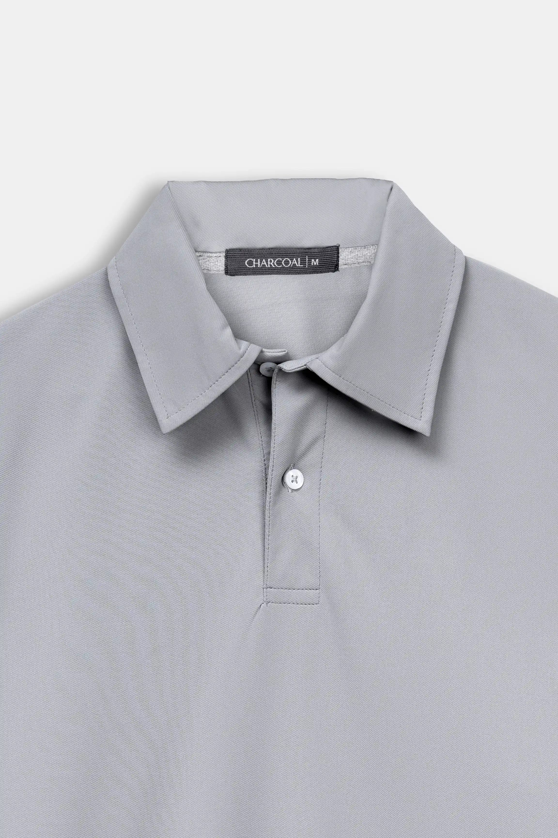LOOSE FIT HALF SLEEVES POLO SHIRT GREY