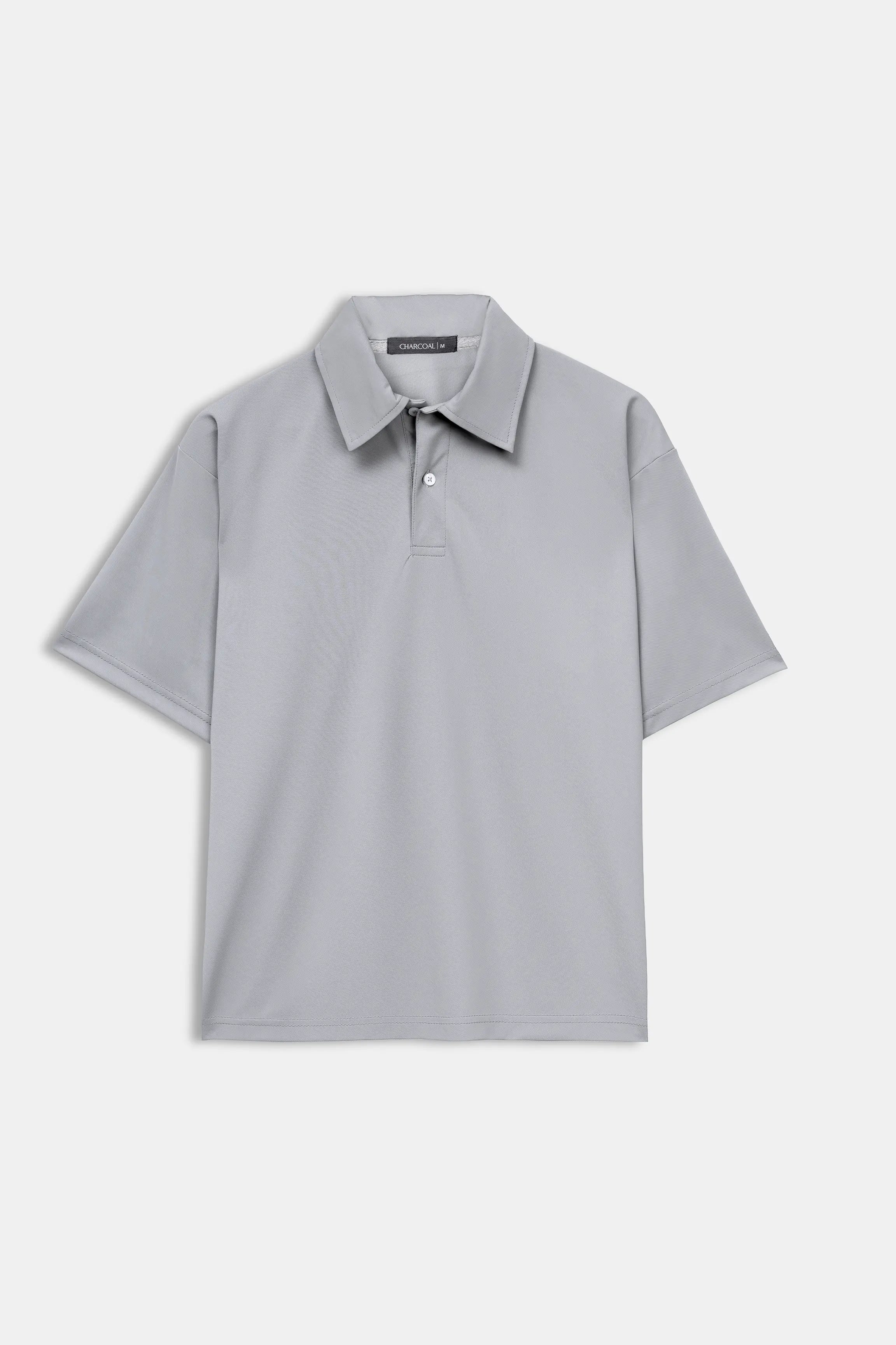 LOOSE FIT HALF SLEEVES POLO SHIRT GREY