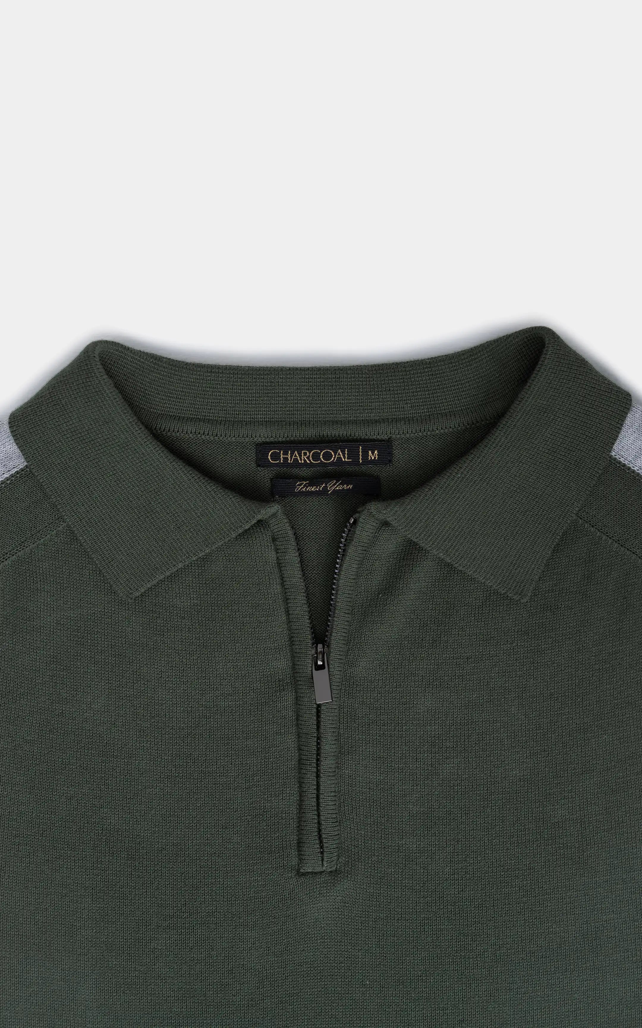 SWEATER KNIT RAGLAN SLEEVE POLO GREEN