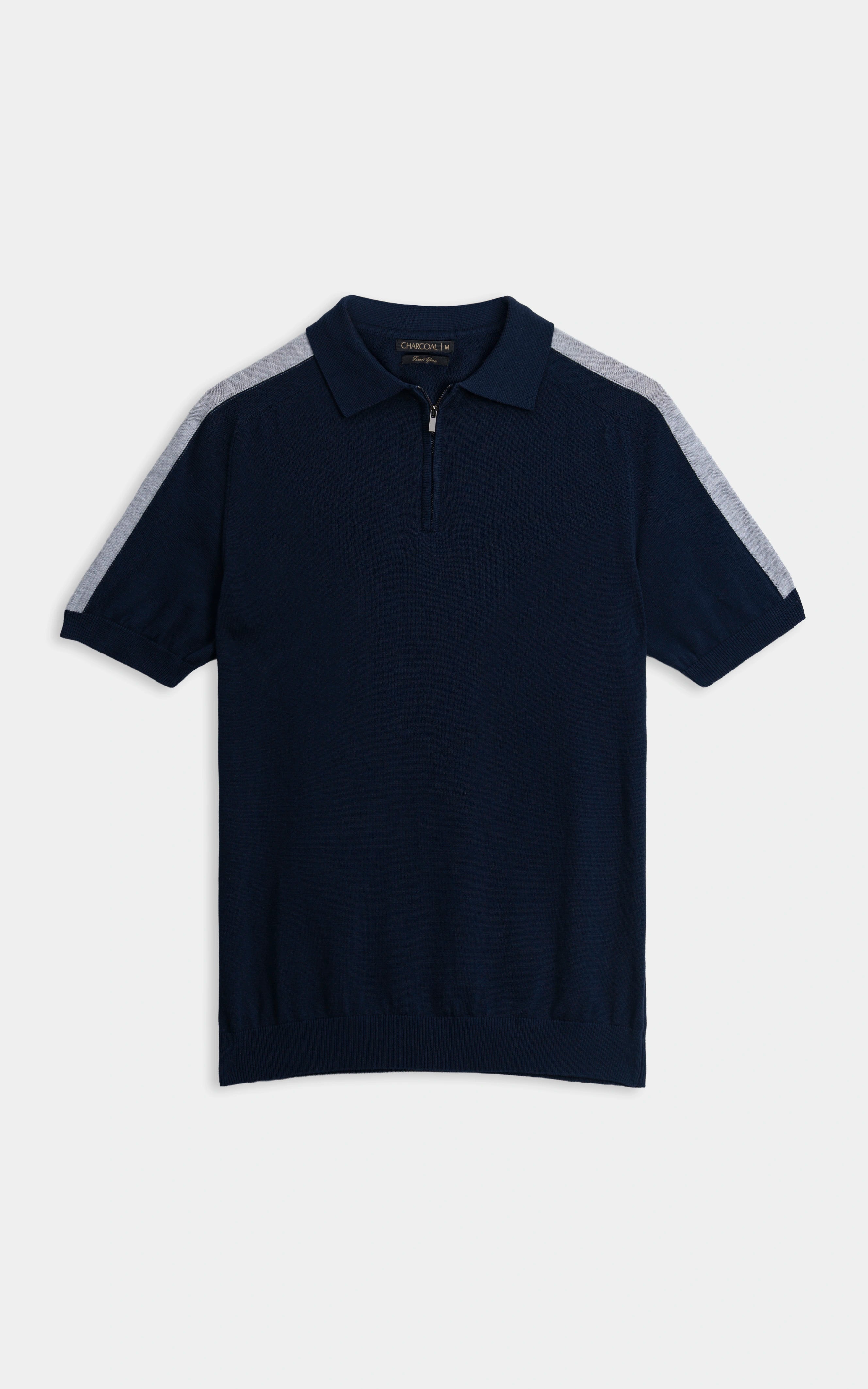 SWEATER KNIT RAGLAN SLEEVE POLO NAVY