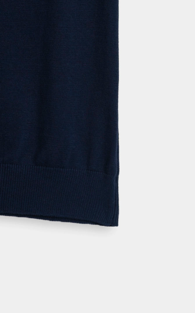 SWEATER KNIT RAGLAN SLEEVE POLO NAVY