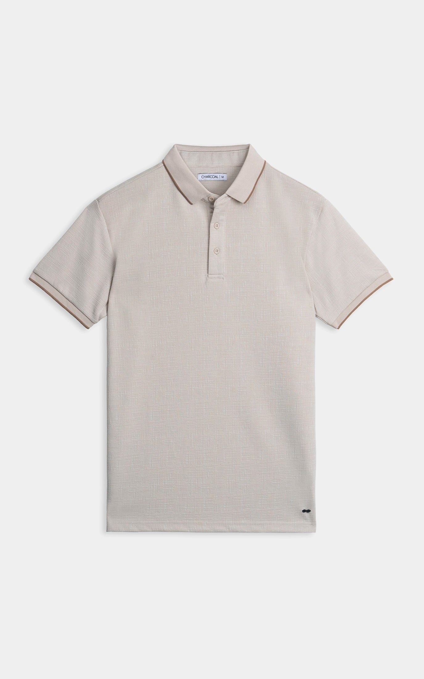 JACQUARD TEXTURED TIPPED POLO SHIRT BEIGE