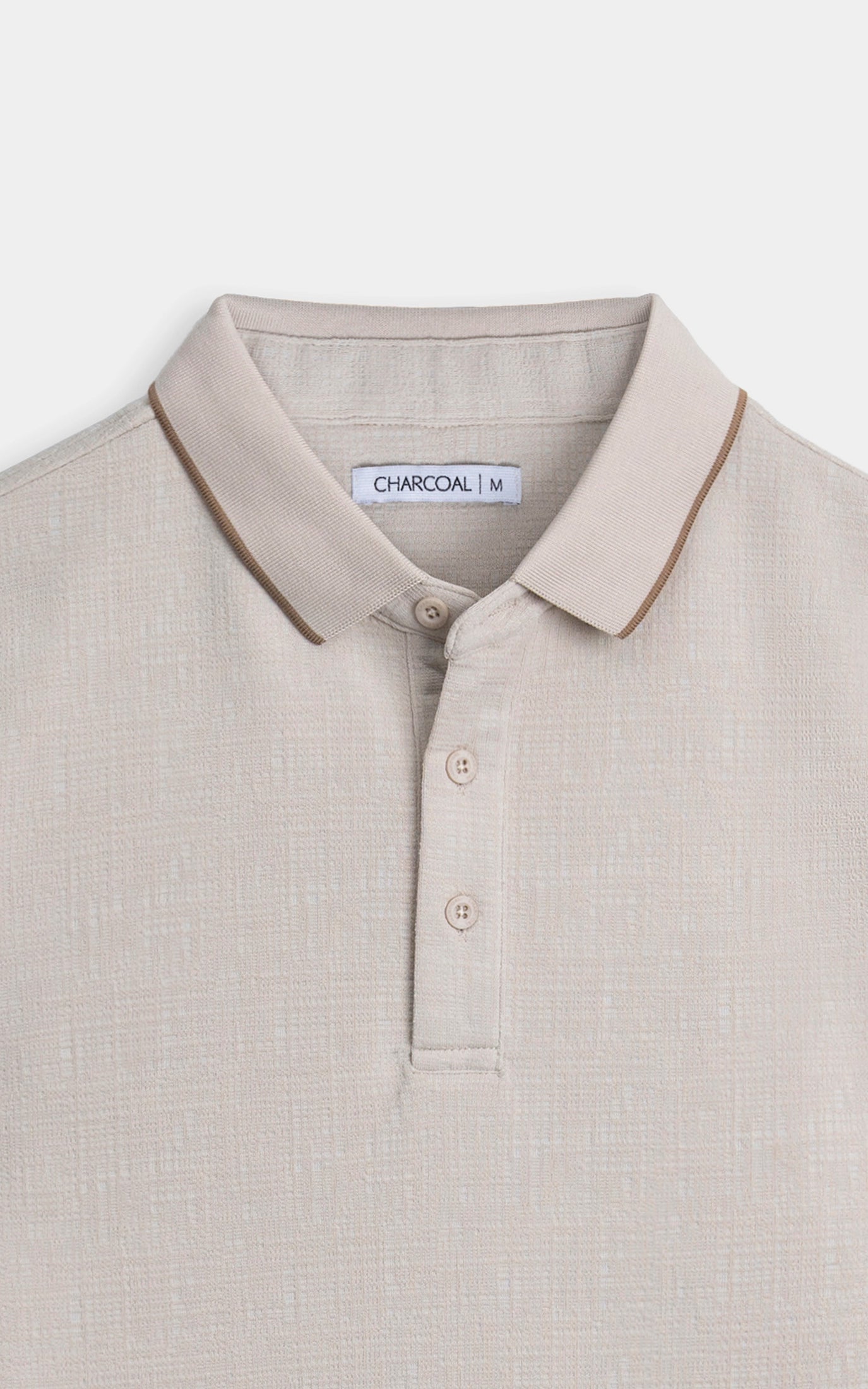 JACQUARD TEXTURED TIPPED POLO SHIRT BEIGE
