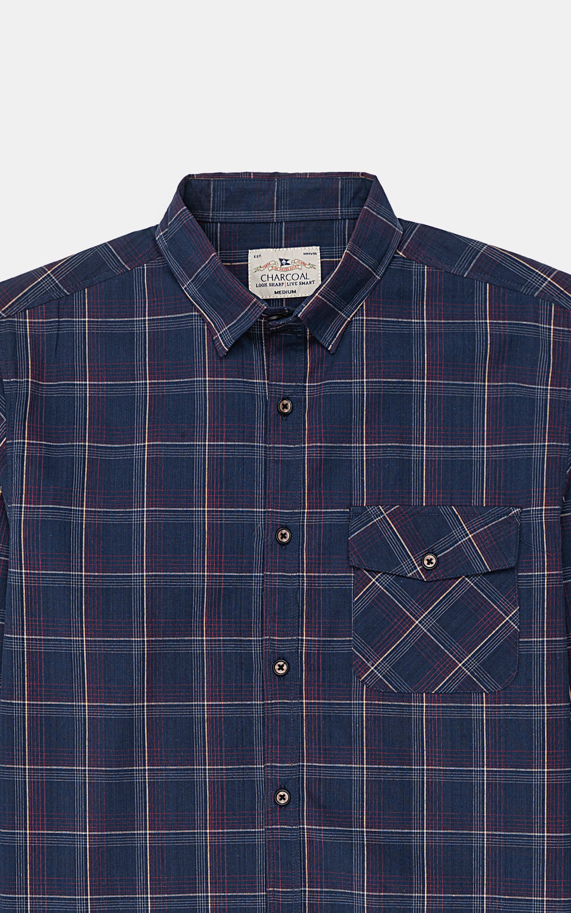 CASUAL SHIRT NAVY CHECK