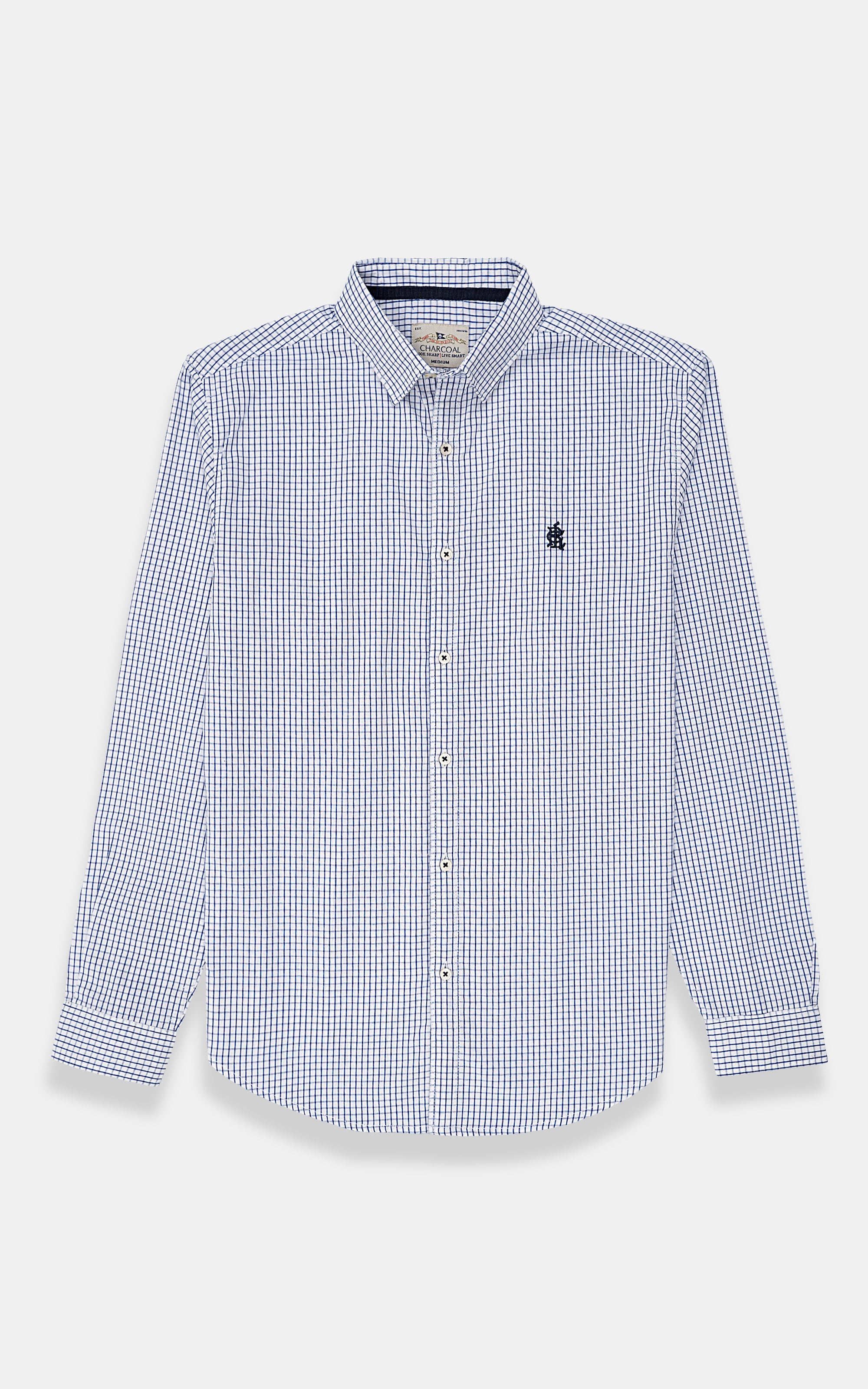 CASUAL SHIRT WHITE NAVY CHECK