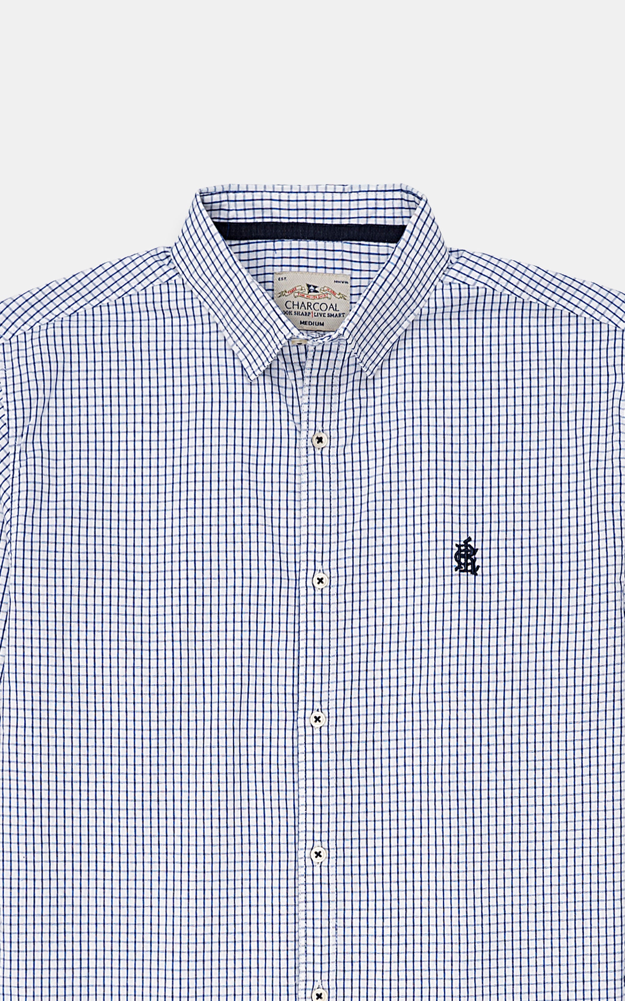 CASUAL SHIRT WHITE NAVY CHECK