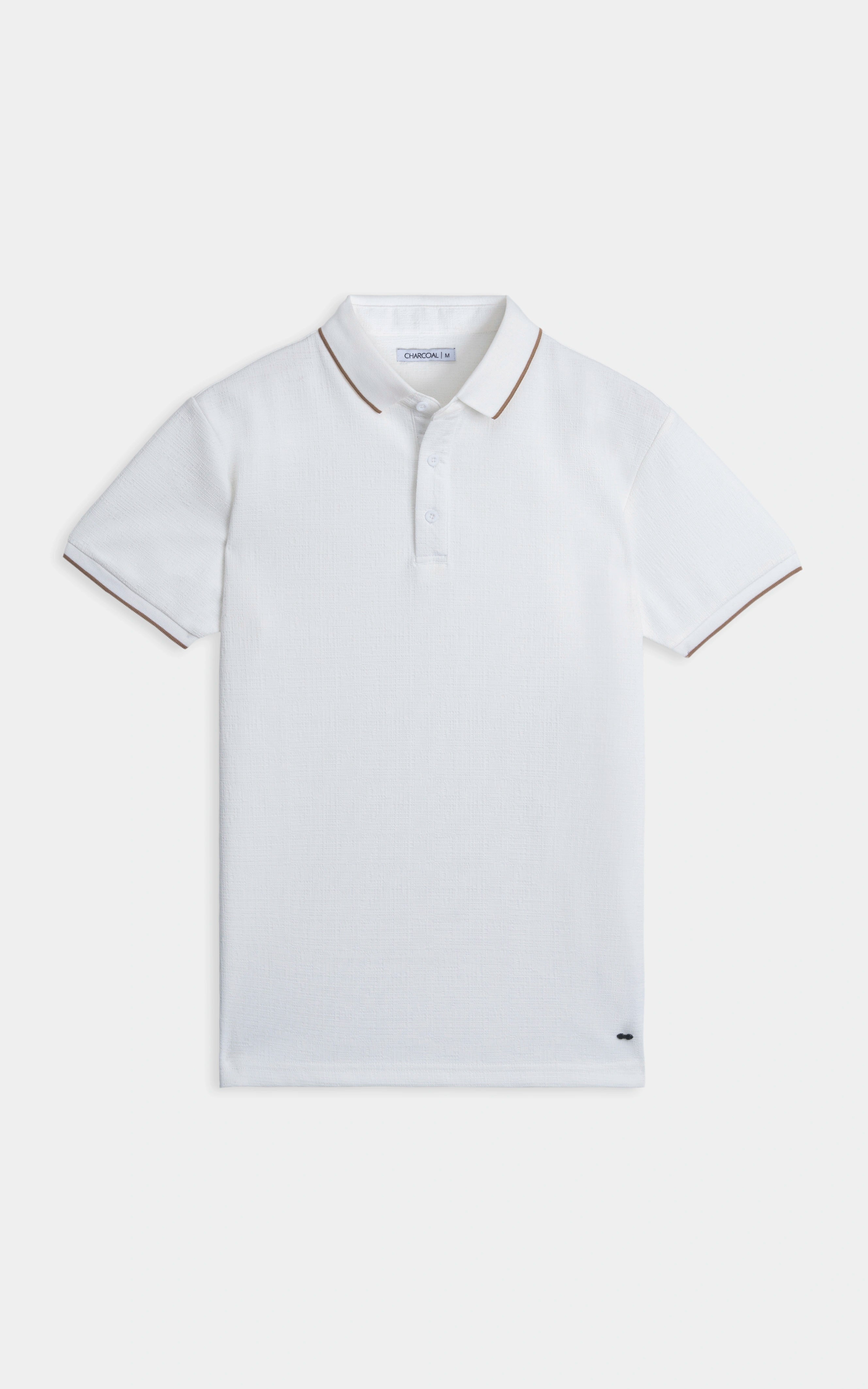 JACQUARD TEXTURED TIPPED POLO SHIRT OFF WHITE