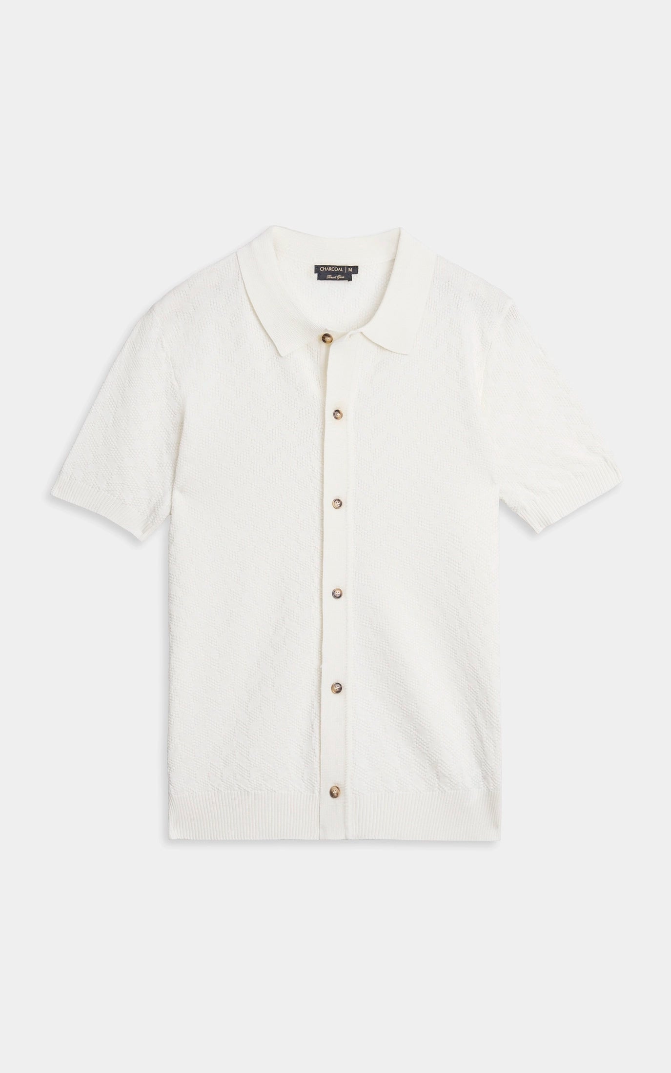 HALF SLEEVES SWEATER KNIT SHIRT OFF WHITE