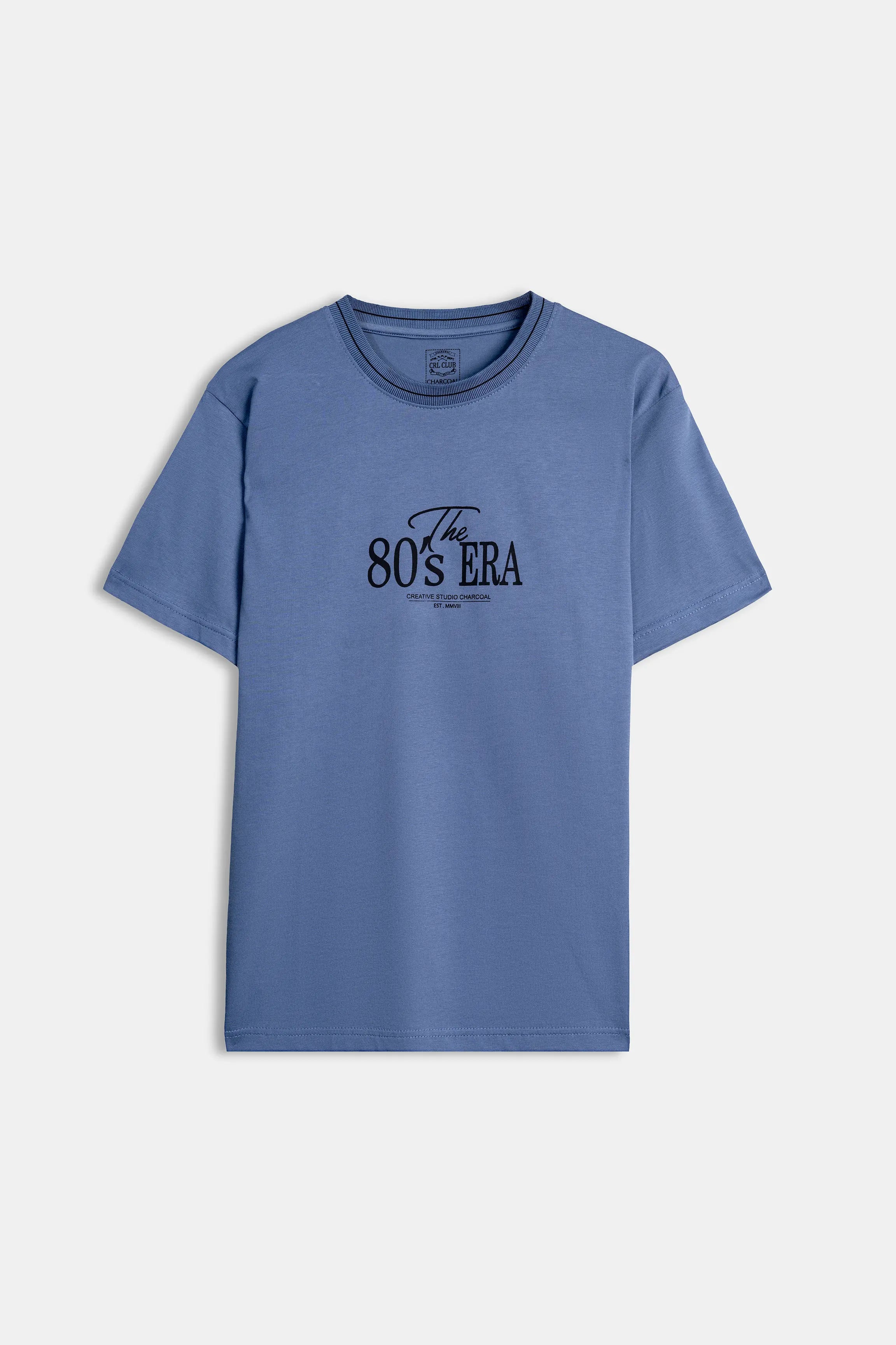 CREW NECK GRAPHIC T SHIRT BLUE