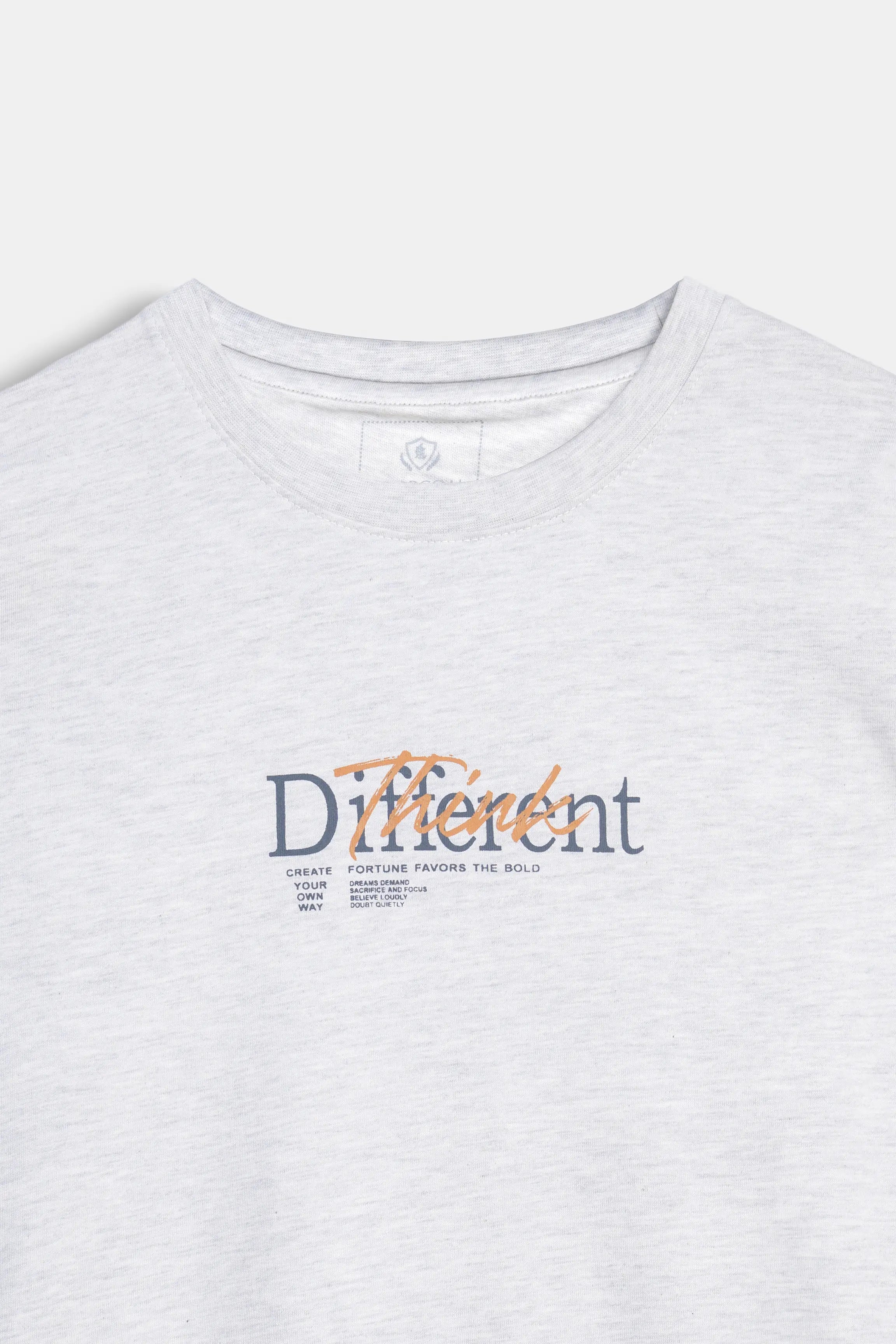 OVERSIZE CREW NECK  GRAPHIC T SHIRT OATMEAL