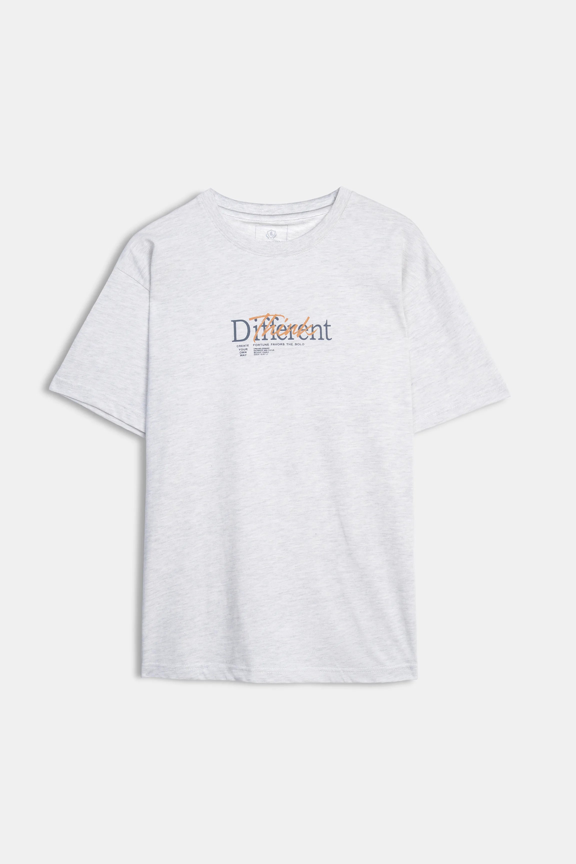 OVERSIZE CREW NECK  GRAPHIC T SHIRT OATMEAL