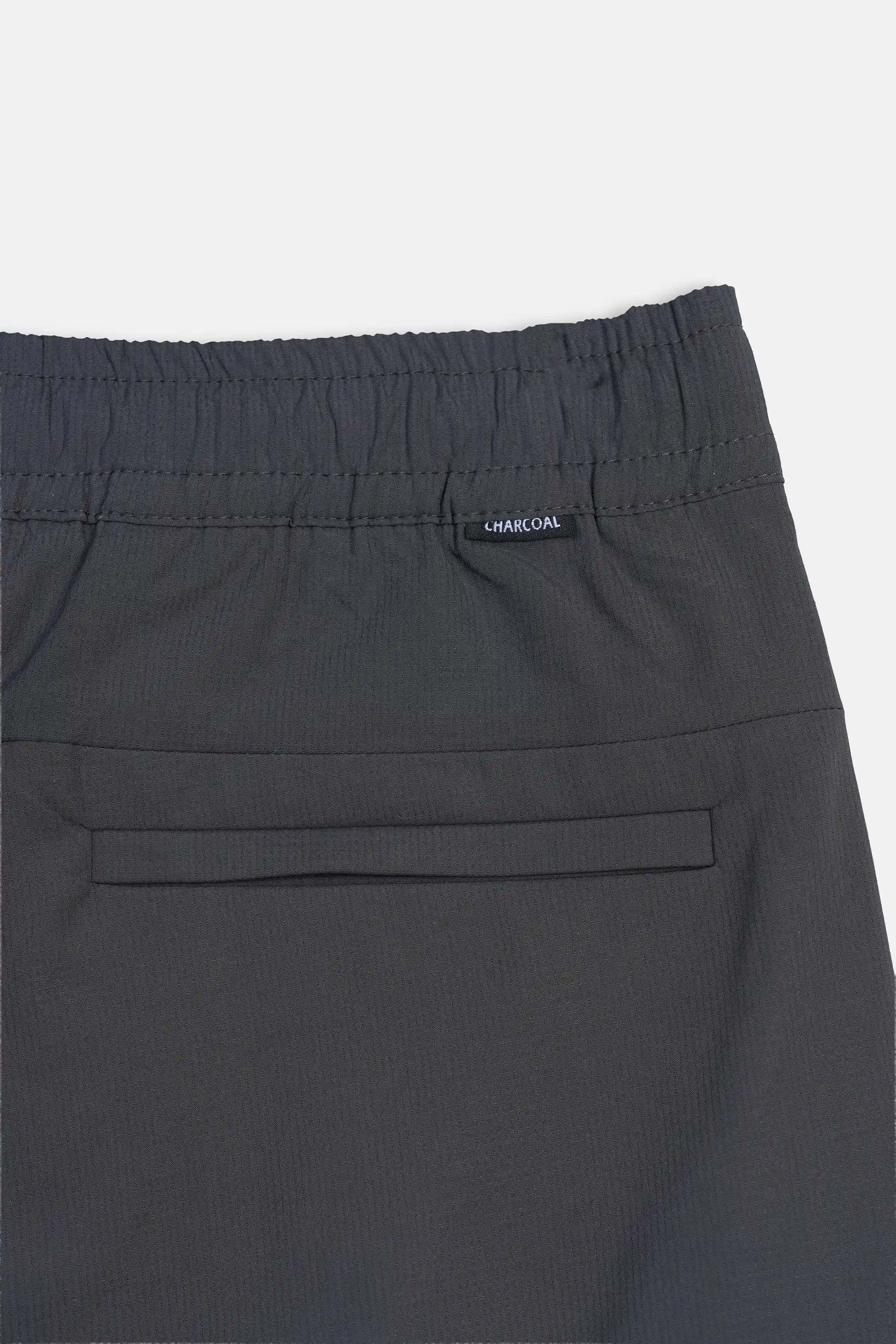 Dark grey waistband trousers with elastic back and front pocket detail
