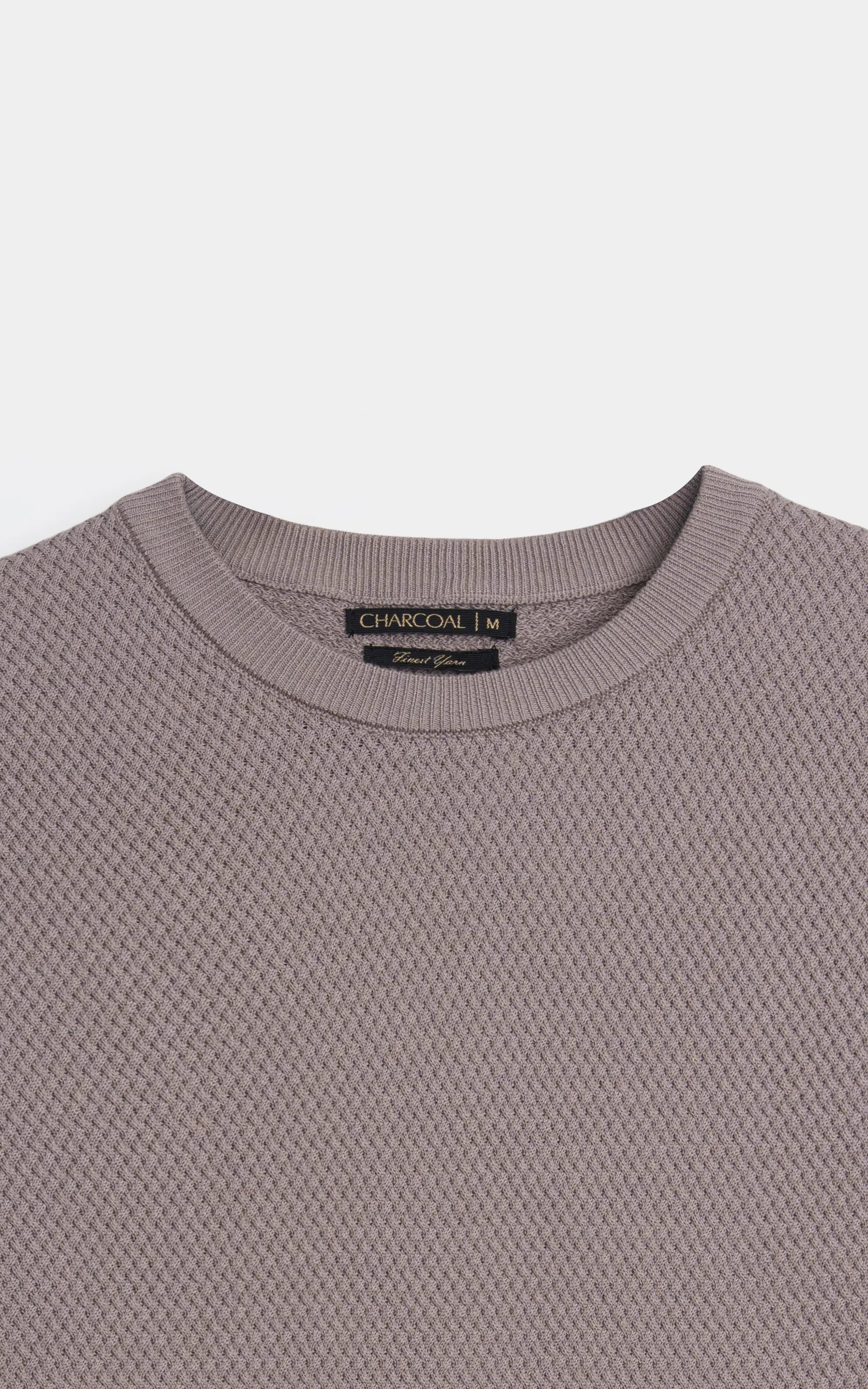 SWEATER KNIT SELF TEXTURED CREW NECK T SHIRT ASH GREY