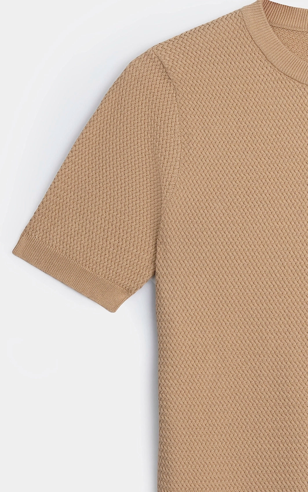 SWEATER KNIT SELF TEXTURED CREW NECK T SHIRT KHAKI