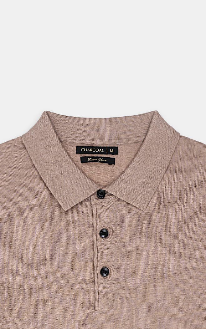 SWEATER WITH COLLAR LIGHT BROWN