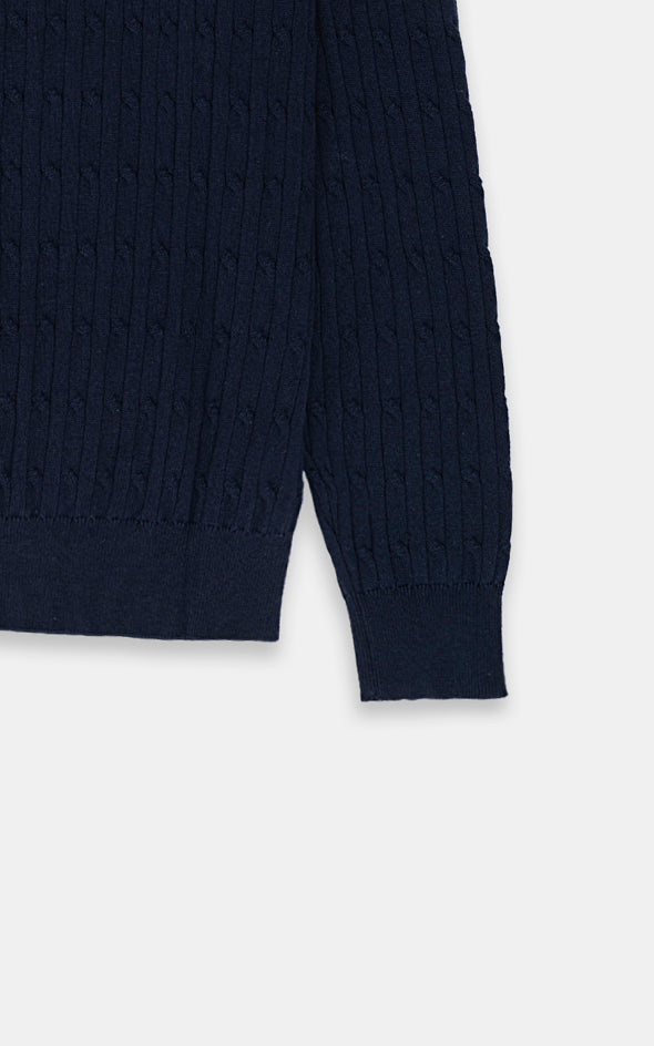 CABLE-KNIT SWEATER NAVY