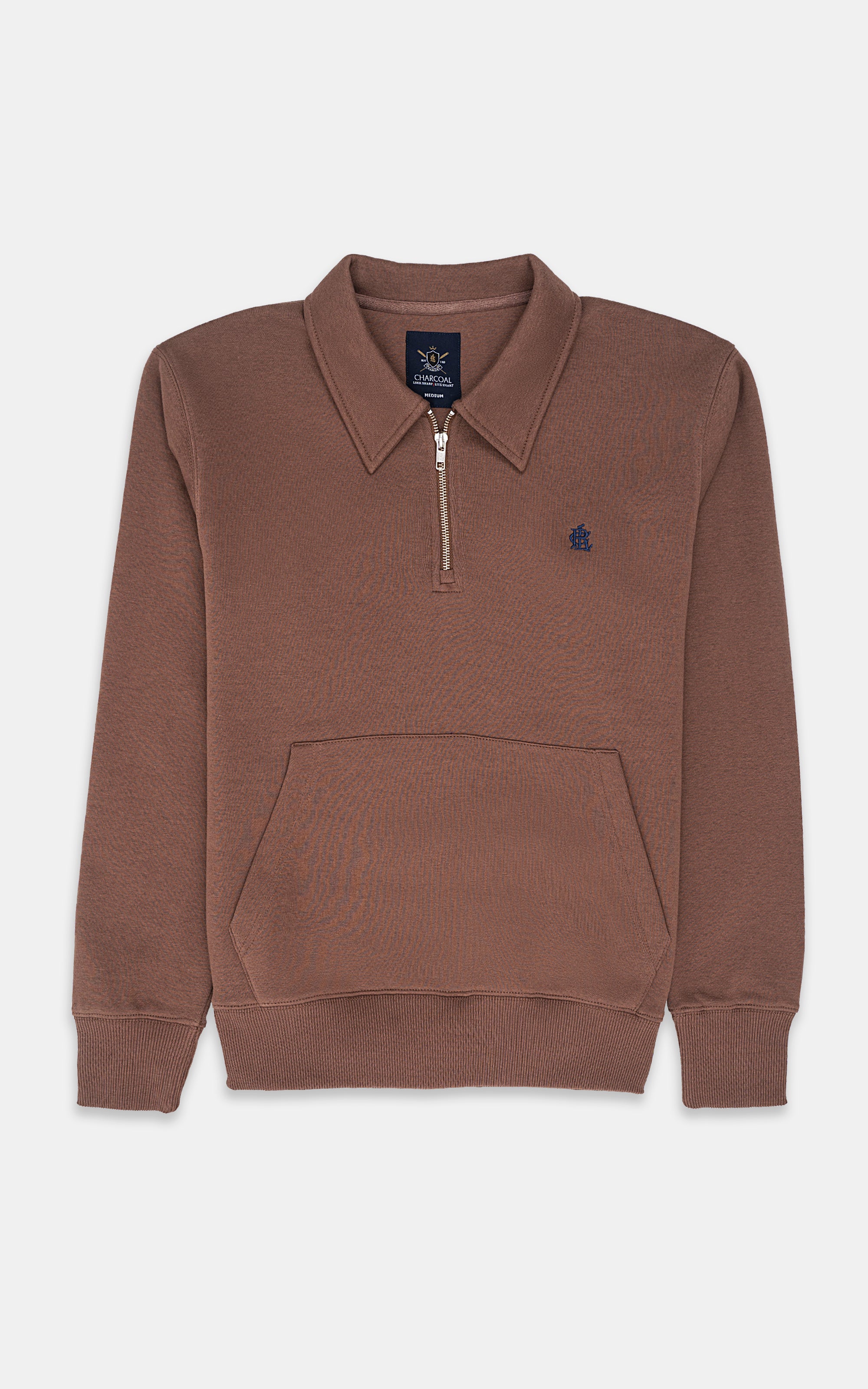 HALF ZIP SWEAT SHIRT RUST