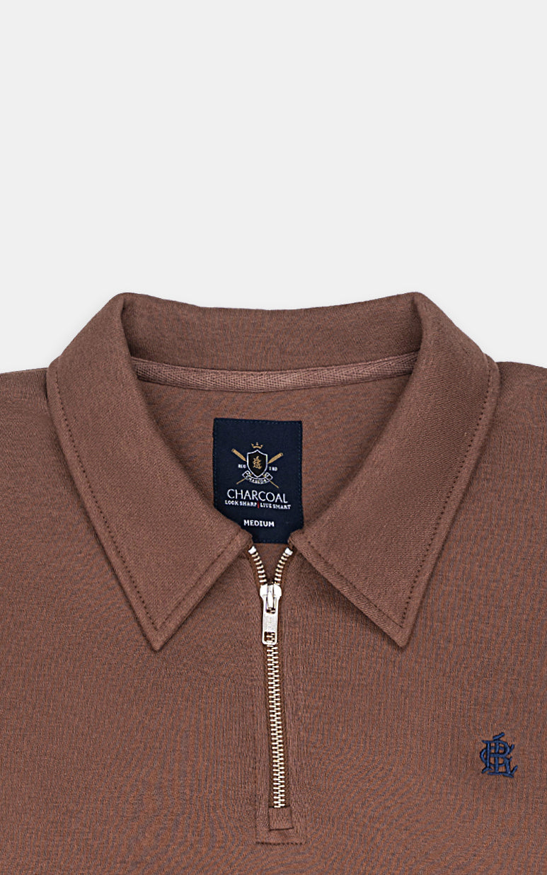 HALF ZIP SWEAT SHIRT RUST