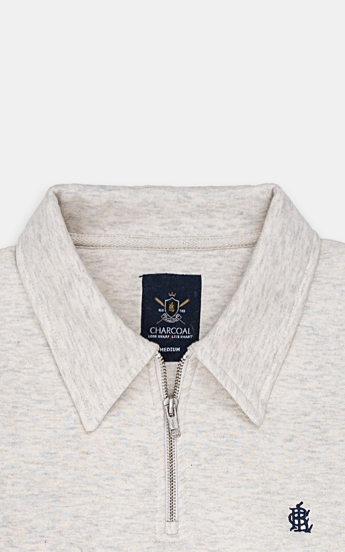 HALF ZIP SWEAT SHIRT OATMEAL