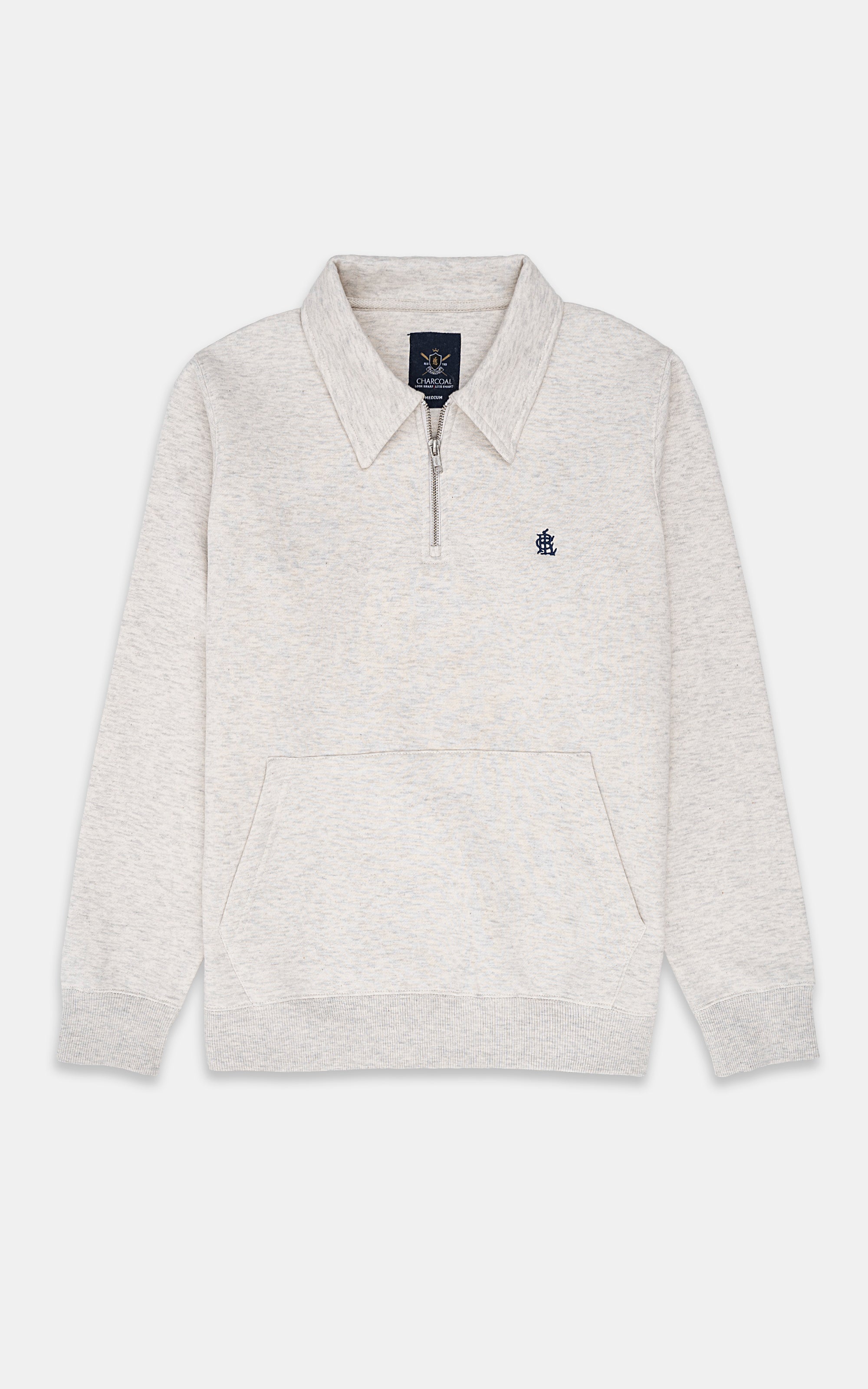 HALF ZIP SWEAT SHIRT OATMEAL