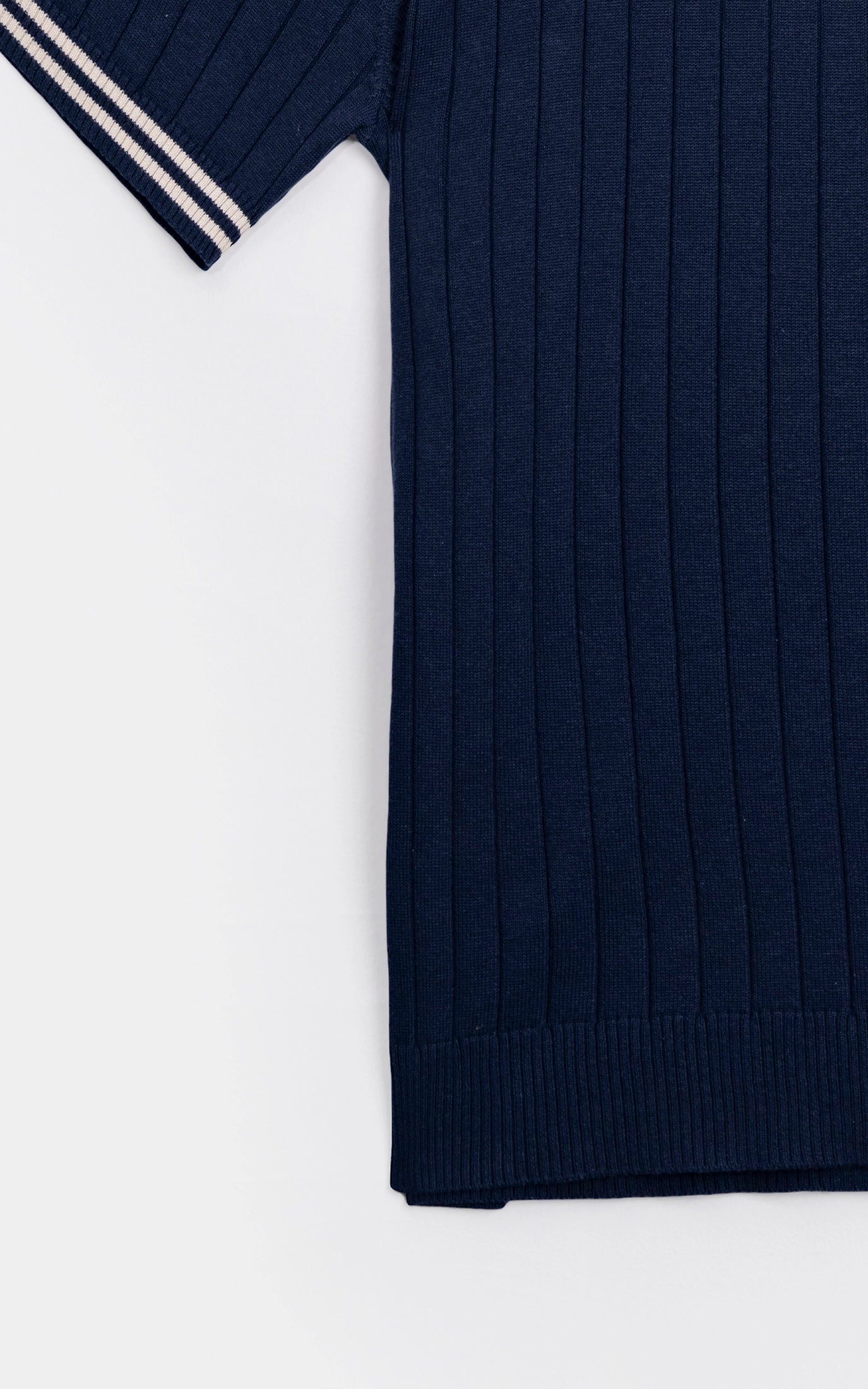 SWEATER KNIT SELF STRIPED CREW  NECK T SHIRT NAVY