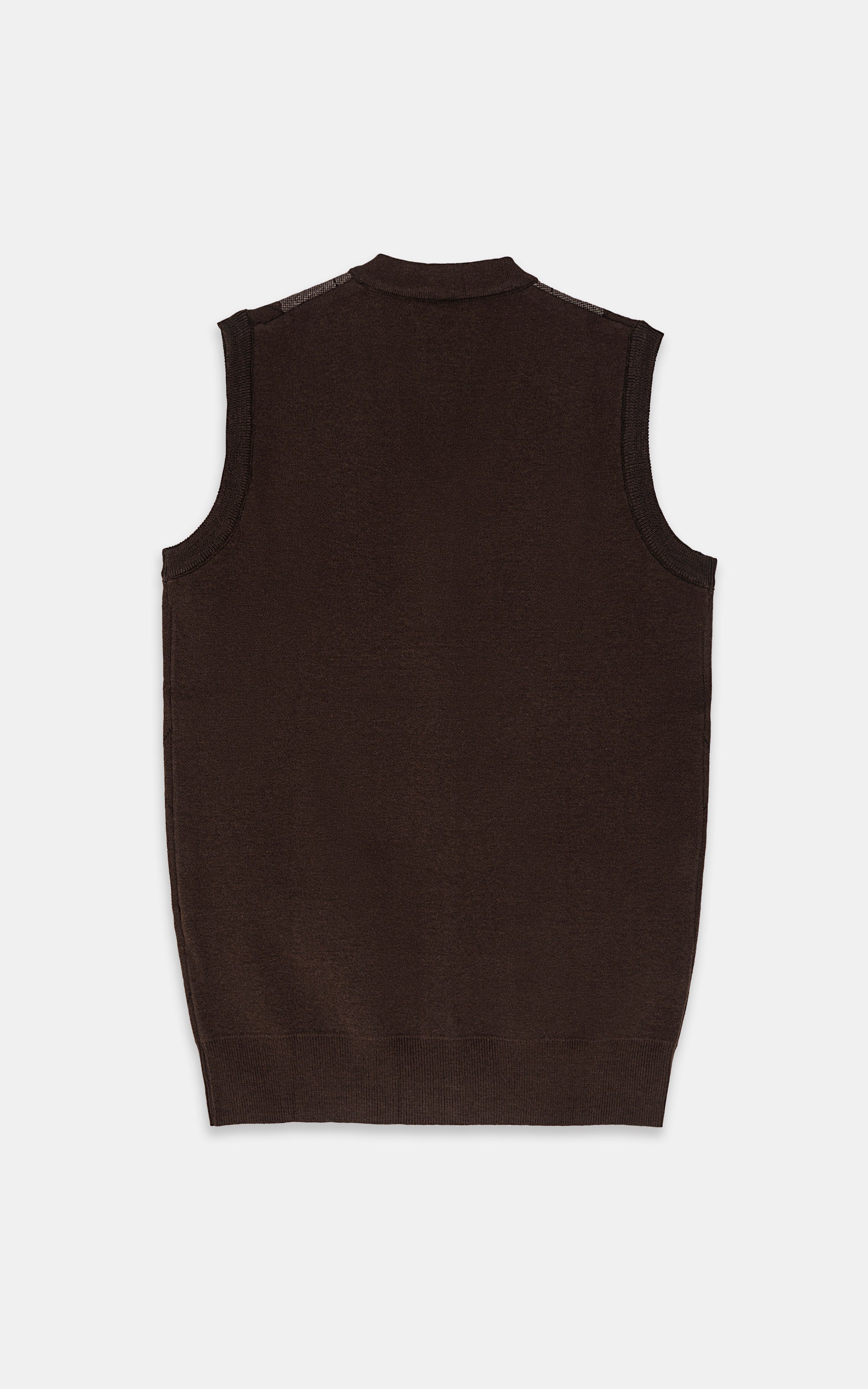 SLEEVELESS BUTTON FRONT SWEATER BROWN BEIGE